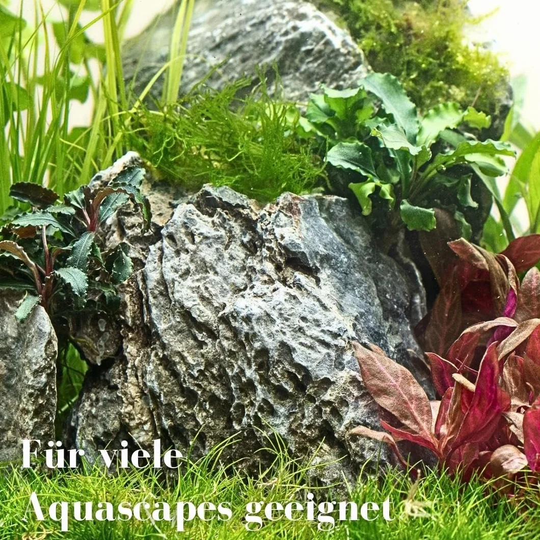 AquaOne Aquarium Steine Mini Landschaft I Natursteine Seiryu 10kg I 0,9-2,0kg pro Stein I Aquascaping Gestein für Tank I Felsen Dekoration Pagode Rückwand I Deko Aquascape grau