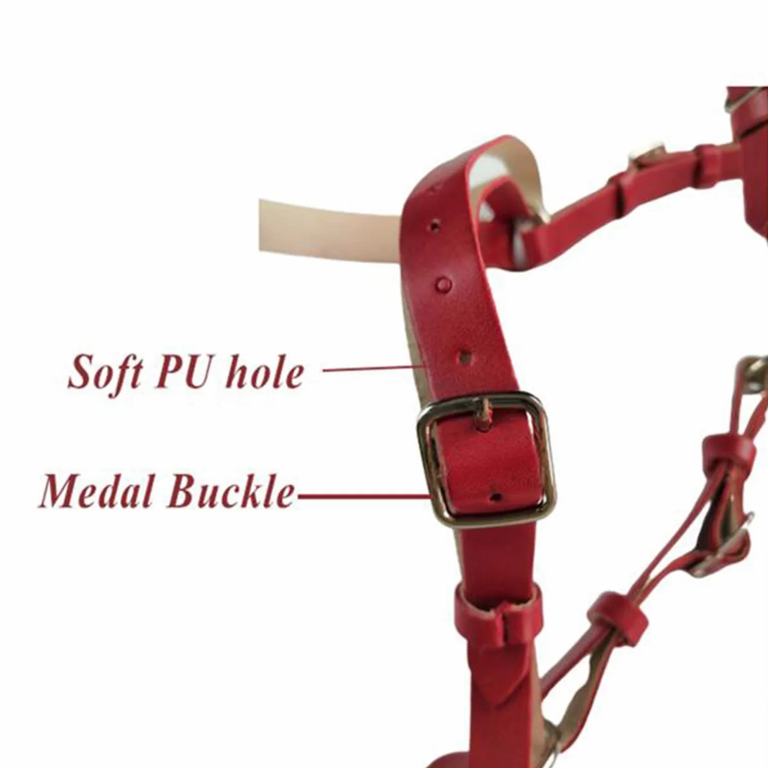English Horse Trensenzaum - Verstellbare Reittrensen aus Leder - für Pferde, Pferdehalfter für Outdoor-Pferdezubehör und Pferderennausrüstung (Rot)
