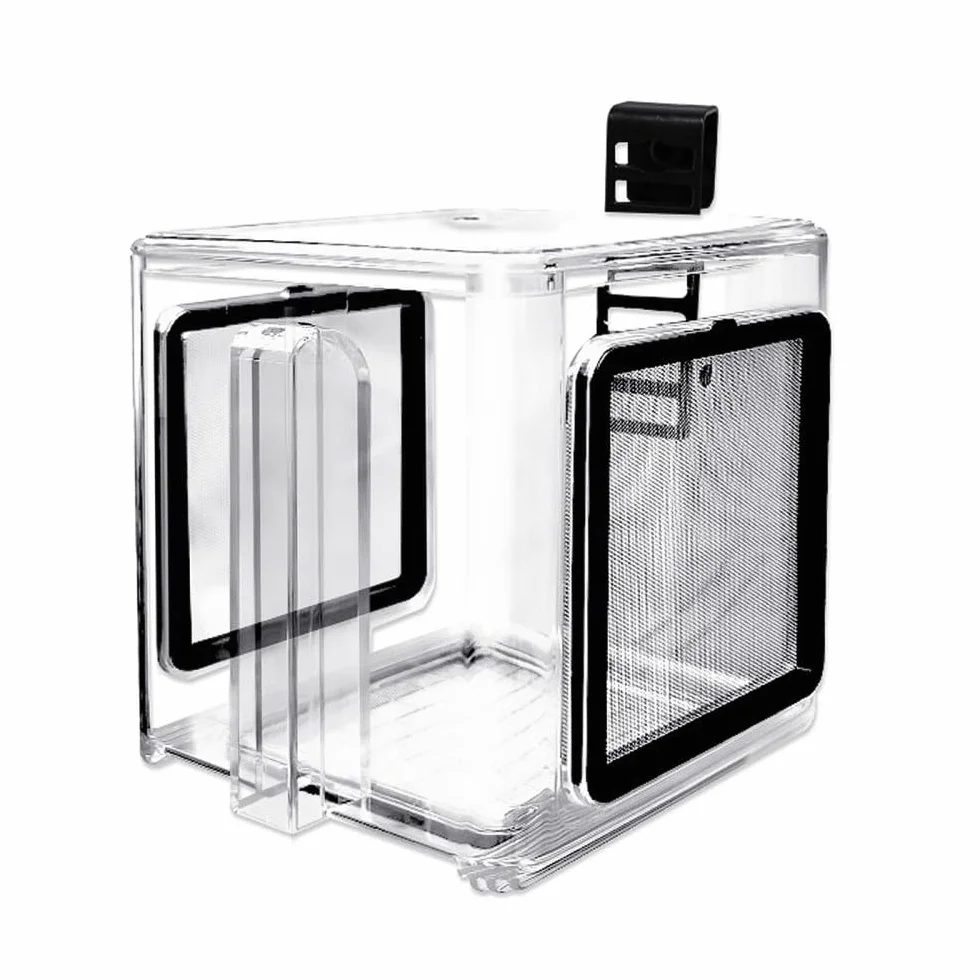 Aufzuchtkasten Aquarium, Kleine Acryl Fischzuchtbox, Abnehmbar Brutkasten für Fische und Garnelen für Aquarien, 15x15x15 cm
