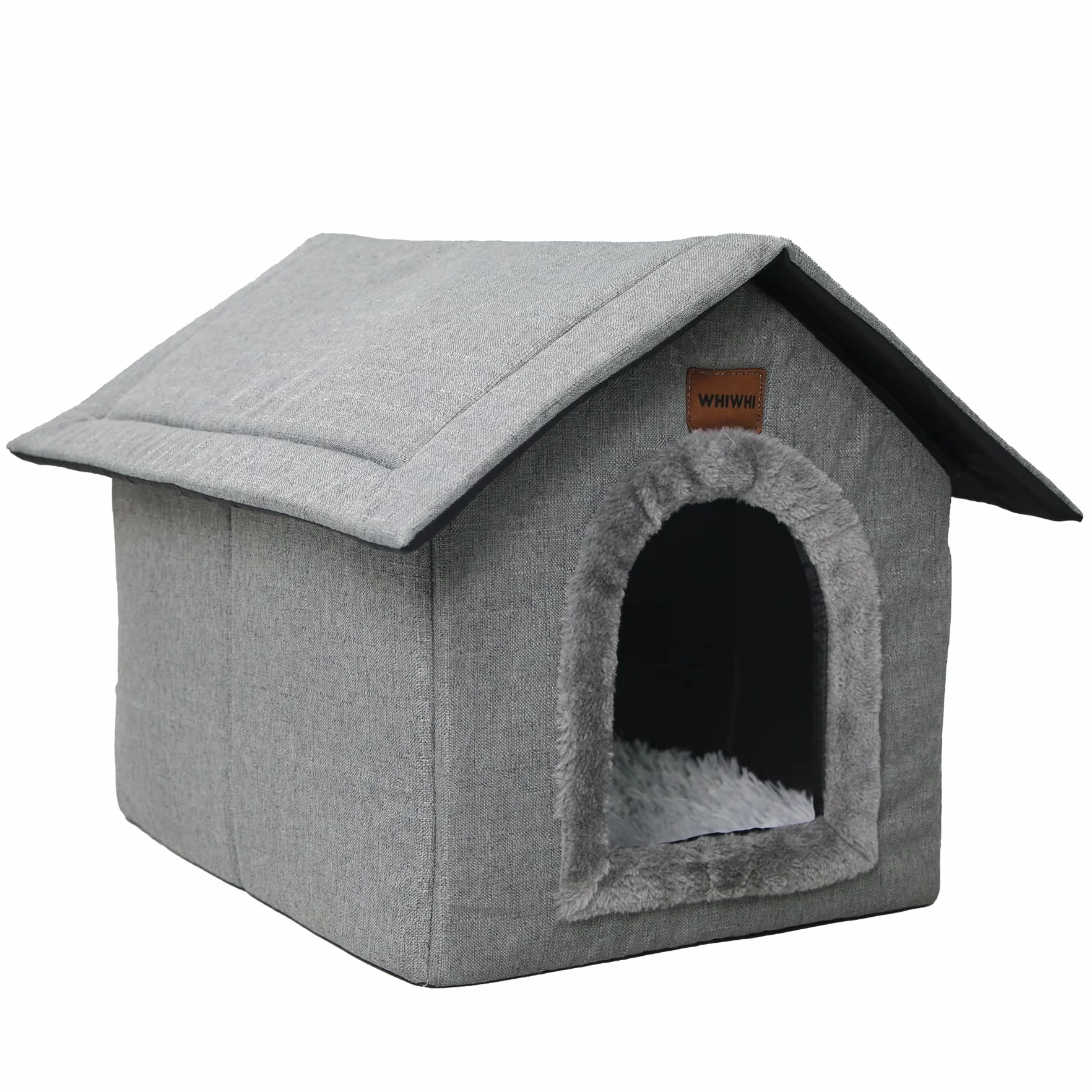 Hundehütte Hundehöhle mit Abnehmbarem Plüschkissen Katzenhöhle Haustierhaus Warmes Und Gemütliches Hundehaus Katzenhaus 35x30x35cm