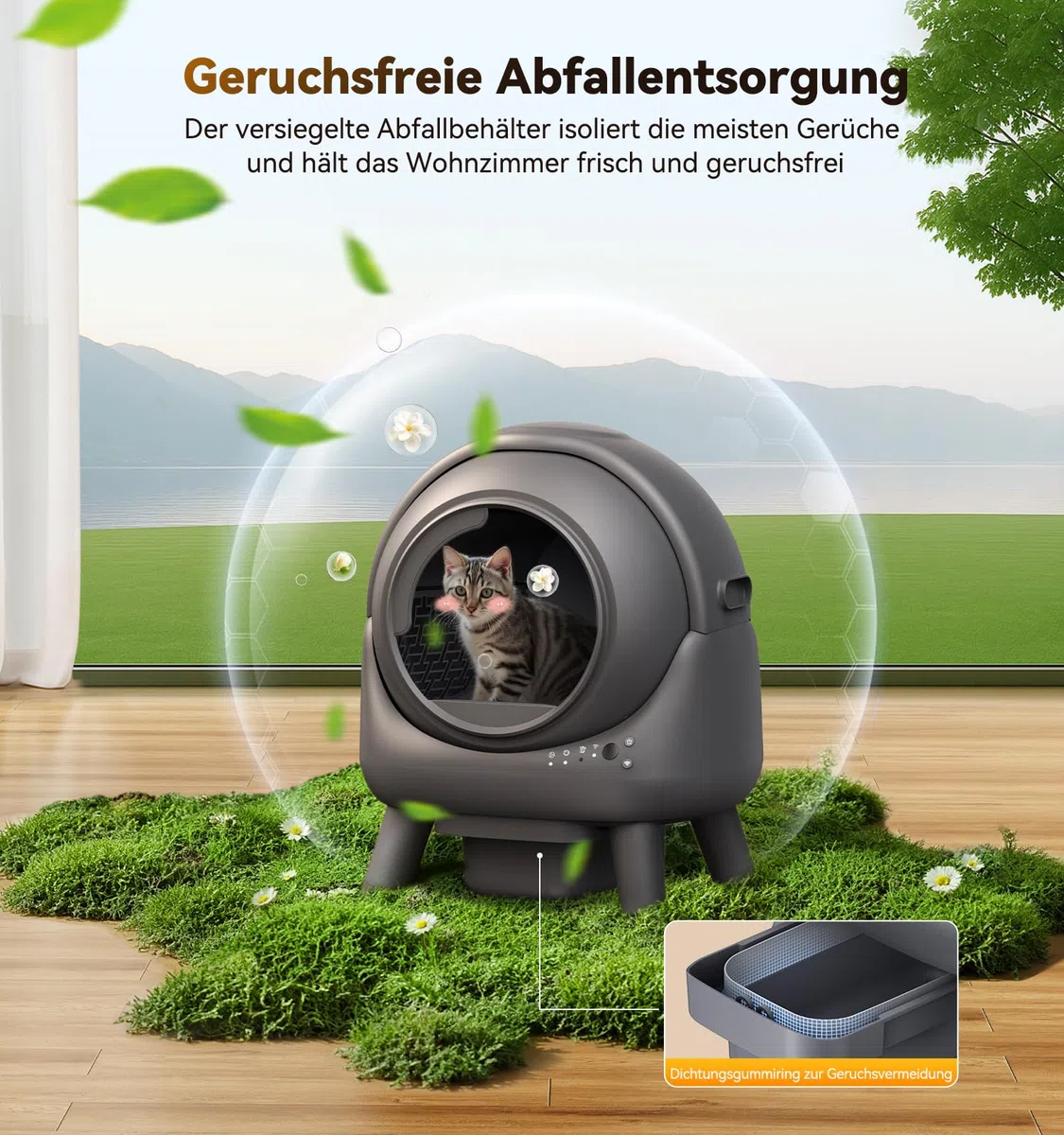 Katzenklo Selbstreinigend FEELNEEDY 65L Elektrische Automatische Katzentoilette, APP-gesteuert, Sicherheitssensoren, Geruchskontrolle, EIN gutes Hilfsmittel für Katzenbesitzer