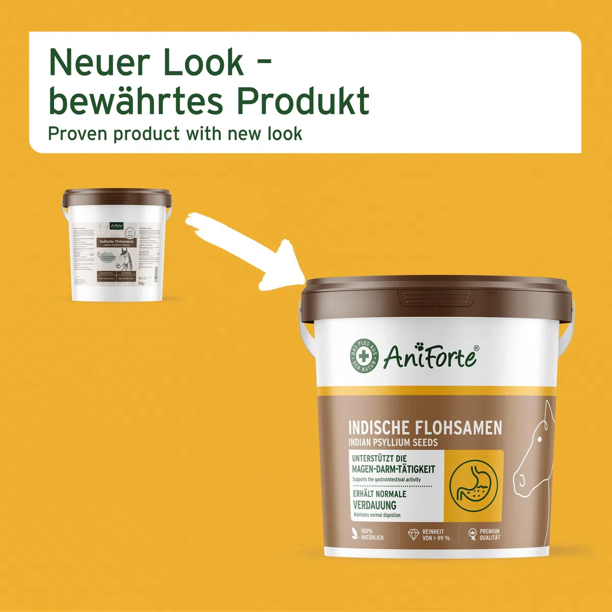 AniForte Flohsamen Pferd 3kg – Indische Flohsamenschalen & Psyllium bei Kotwasser, Sandkoliken & Verstopfung, für Darmreinigung & Verdauung, optimiert Kotbeschaffenheit, Rohkost-Qualität
