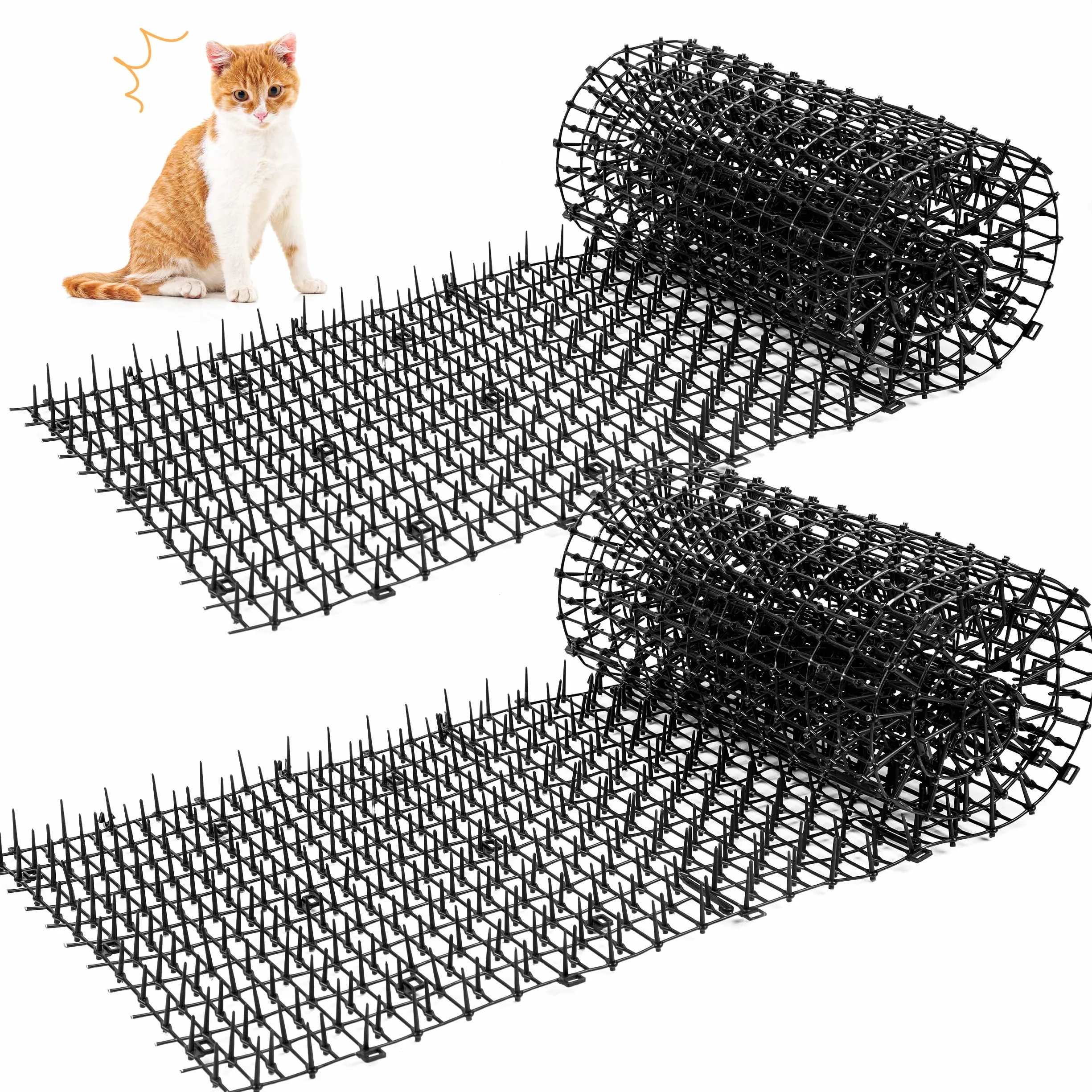 Kyrieval 2 Stück 30 x 200 cm Dornengitter Gegen Katzen, Katzengitter, Katzenabwehrmatte, Katzenabwehr Garten, Anti-Katzen-Katzenschreck für Garten