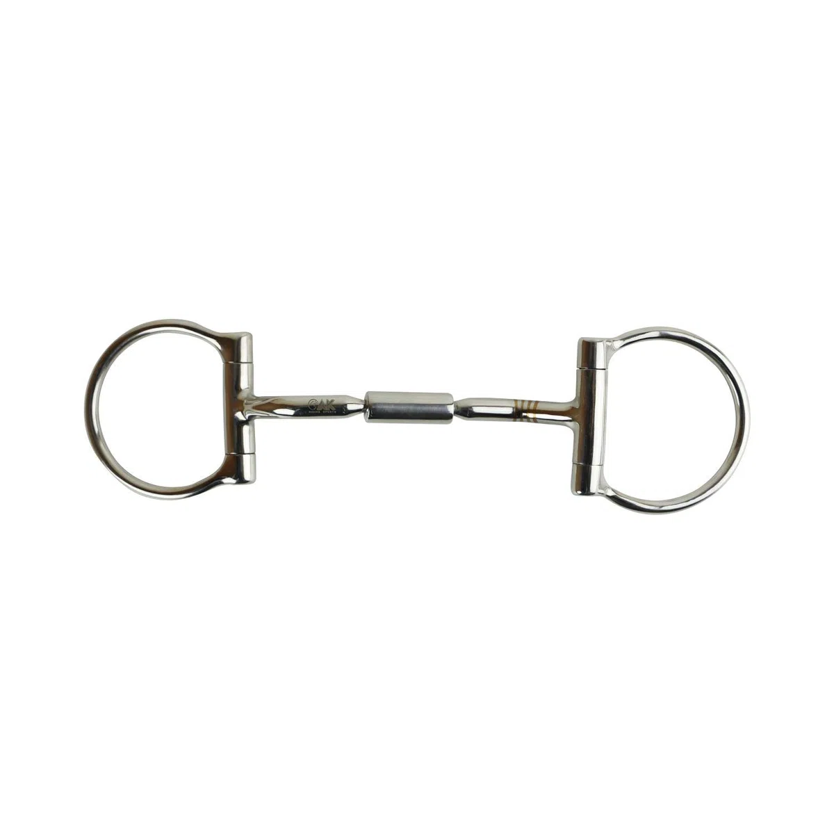AK Gebogenes, drehbares D-Ring-Mundstück mit aufklappbarem Lauf, Pferdegebiss, Reitgebiss AKRS-2620 (Silber, 6.00'')