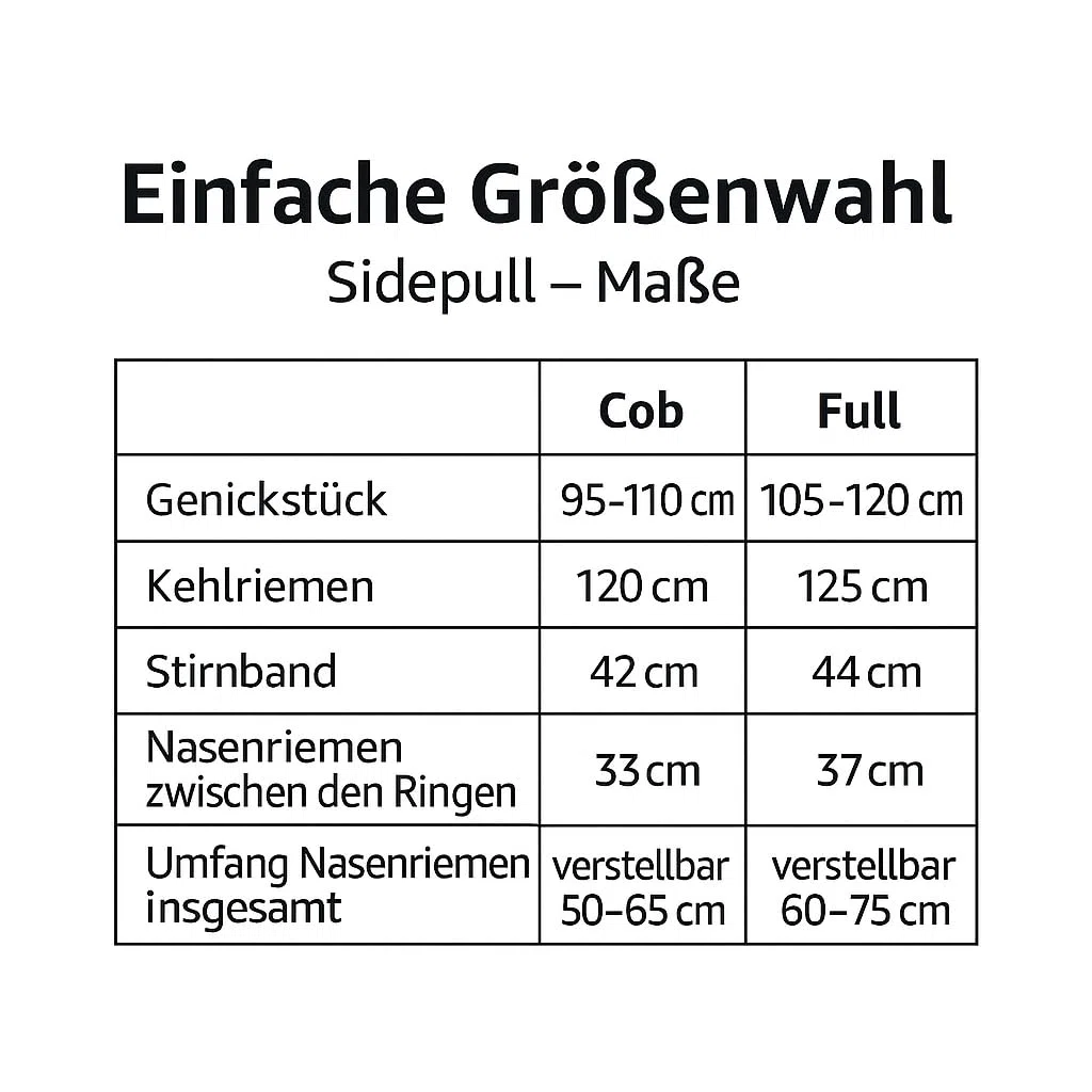 Sidepull Trense gebissloses Reithalfter Leder-Nasenriemen Western Freizeit verschiedene Größen