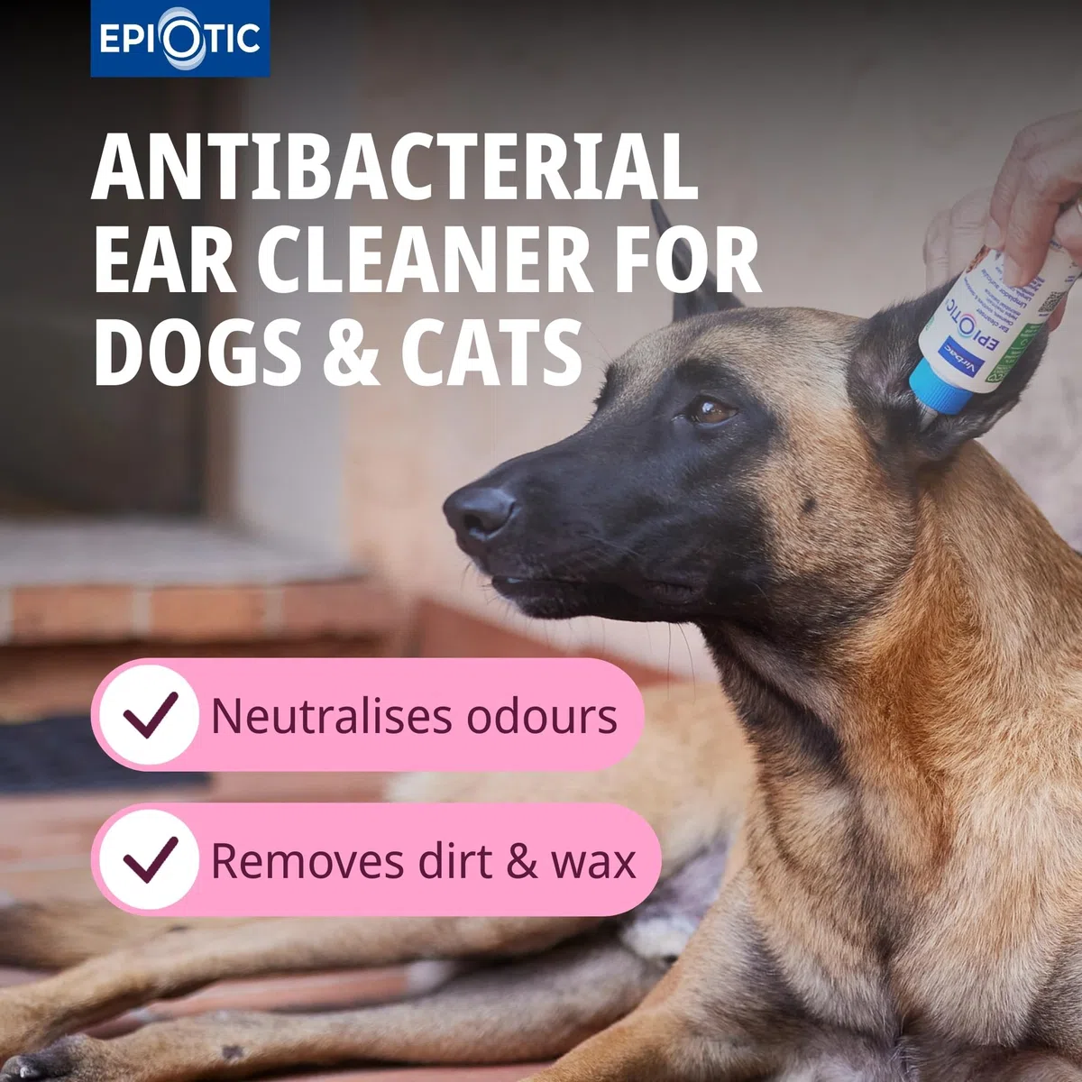 Virbac Epiotic Ohrreiniger für Tiere zur Ohrenpflege - Doppelpack - 2 x 125 ml