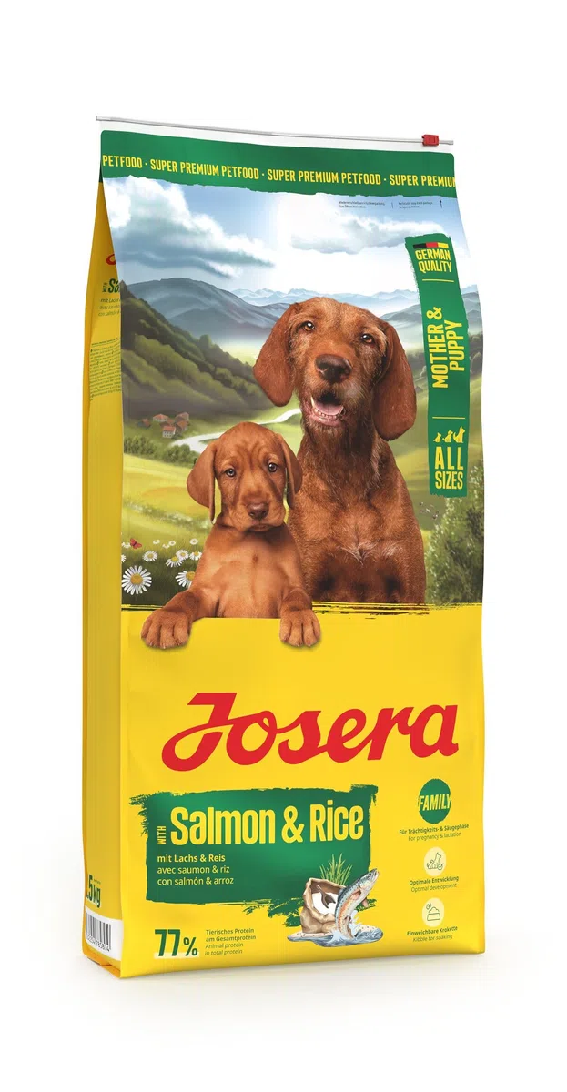 JOSERA Family Lachs & Reis (1 x 12,5 kg) | Mother & Puppy | Premium Trockenfutter für trächtige/säugende Hündinnen & Welpen | Optimale Versorgung mit Enegie & L-Carnitin | glutenfrei | 1er Pack