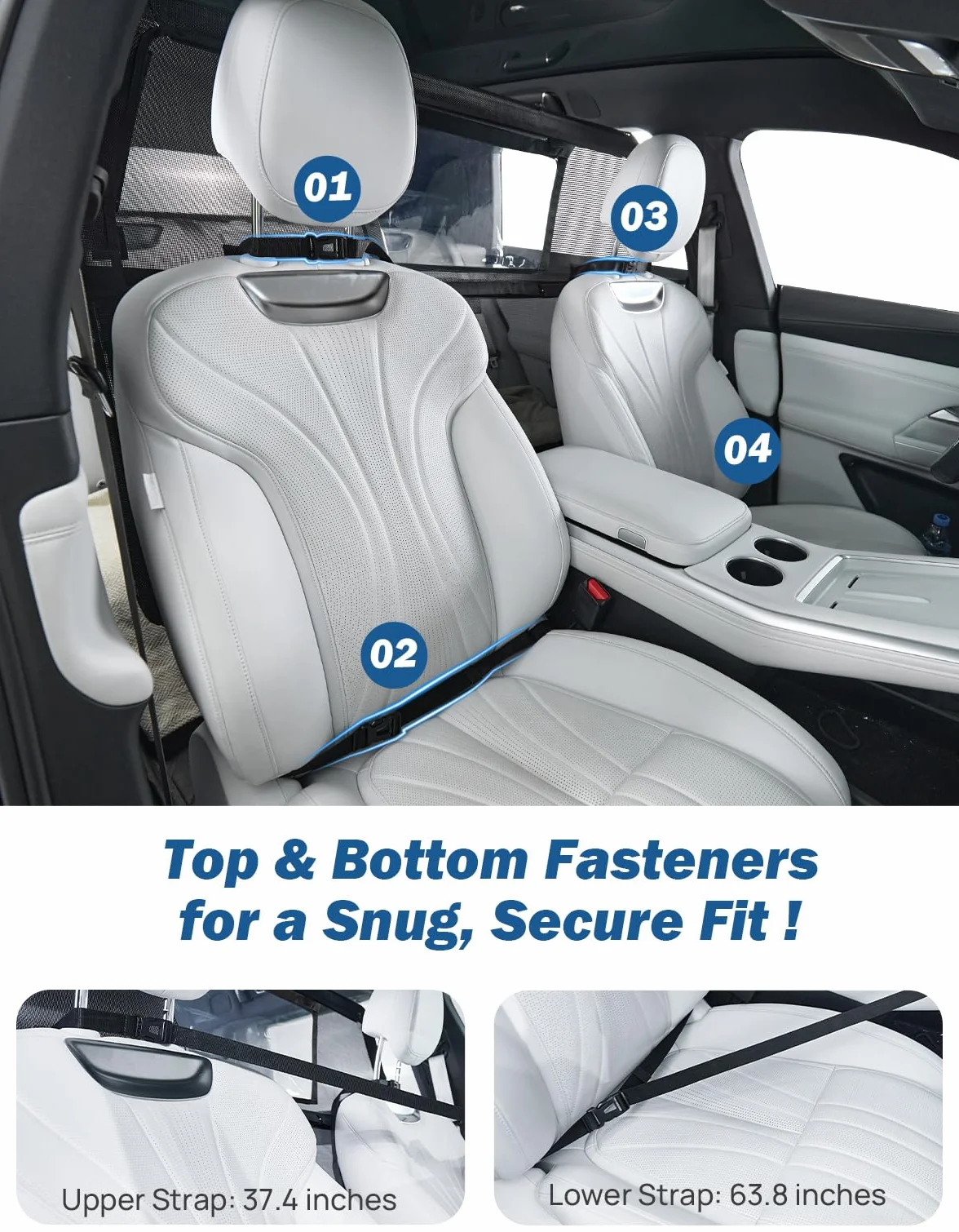 JOYTUTUS Hundegitter Auto, Schutznetz Barriere Trennnetz, mit Sichtfenster, Universal Hunde Trenngitter, 132 * 79cm, für Autos, SUVs, Lastwagen