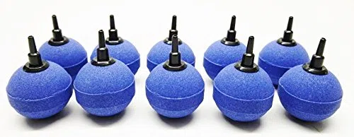 AquaOne Aquarium Luftausströmer Kugel Größe 5cm blau Sauerstoffstein Sprudler 10 STK Luftschlauch Sauerstoffstein