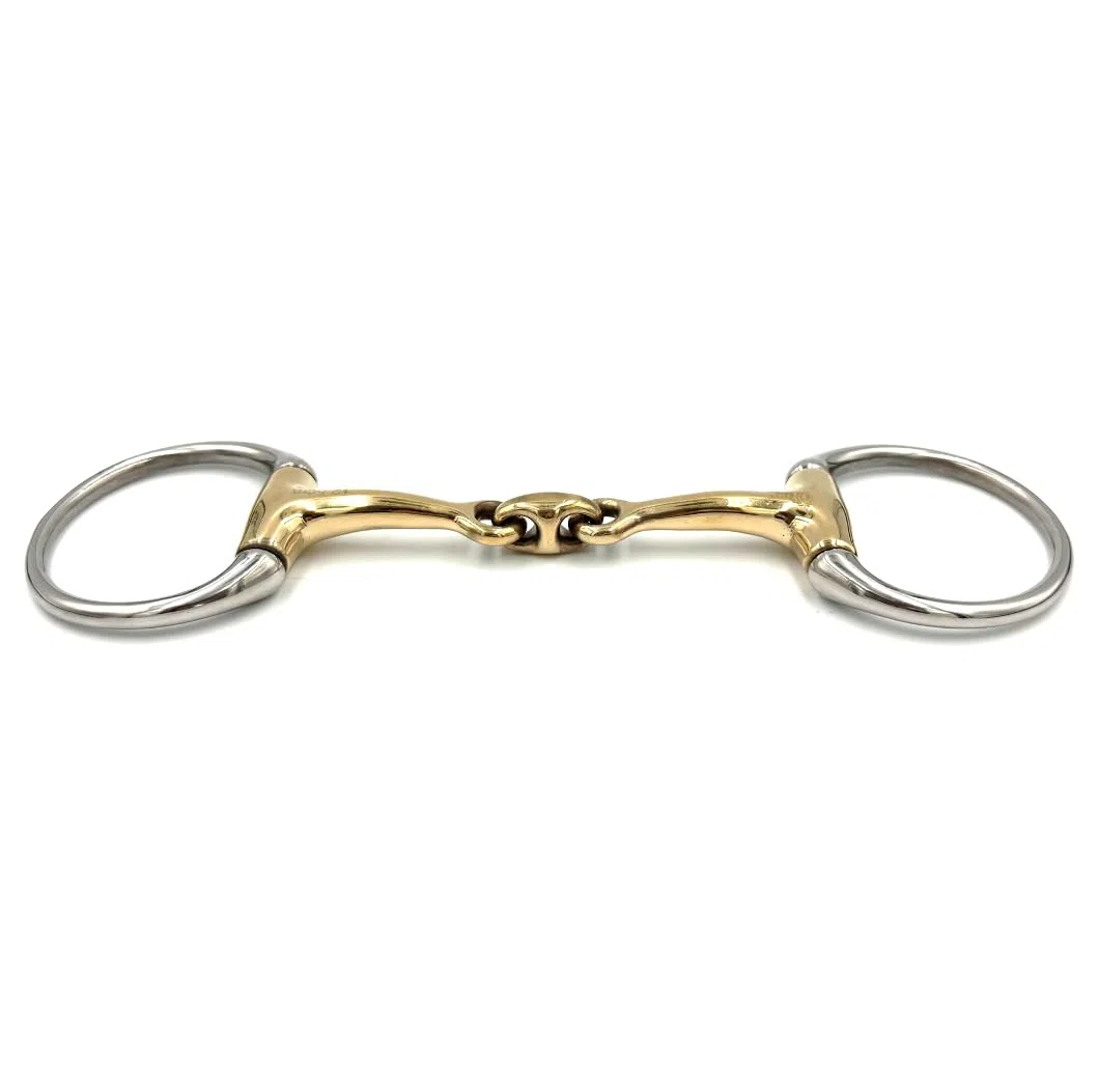 ES0013 Gebiss Olivenkopfgebiss Olivenkopftrense Doppelt Gebrochen aus Kupfer Edelstahl Ringdurchmesser 70 mm Gebissstärke 13 mm (11.5 cm)