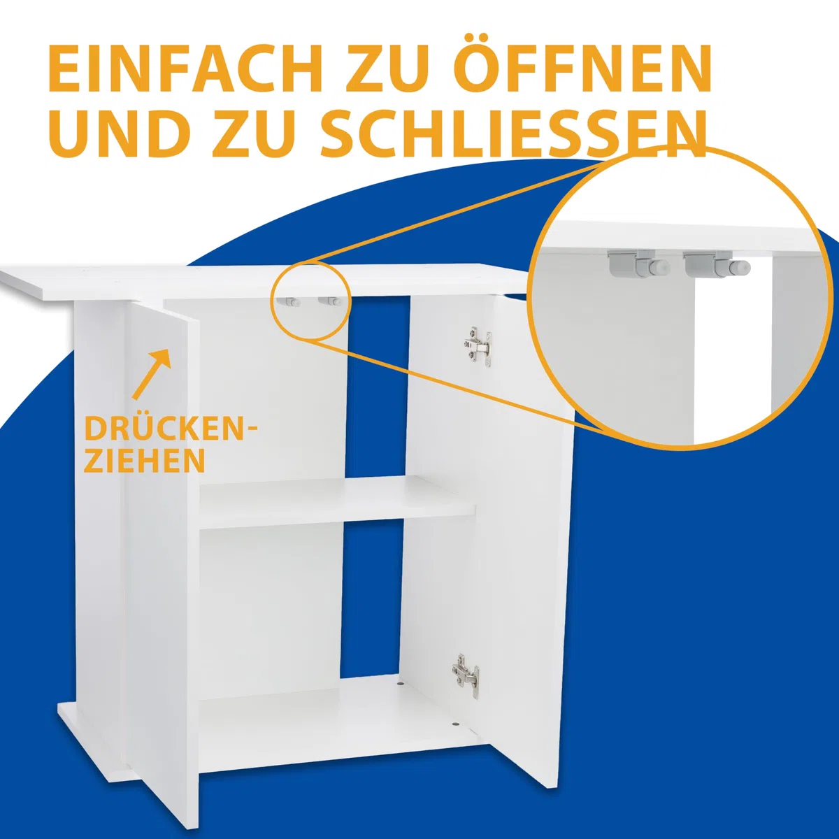 Ferplast Mobile supporto per acquario STAND DUBAI 80 con ante e ripiano, Piedini regolabili, Piano resistente all'acqua, 81 x 36 x h 73 cm, Legno Bianco