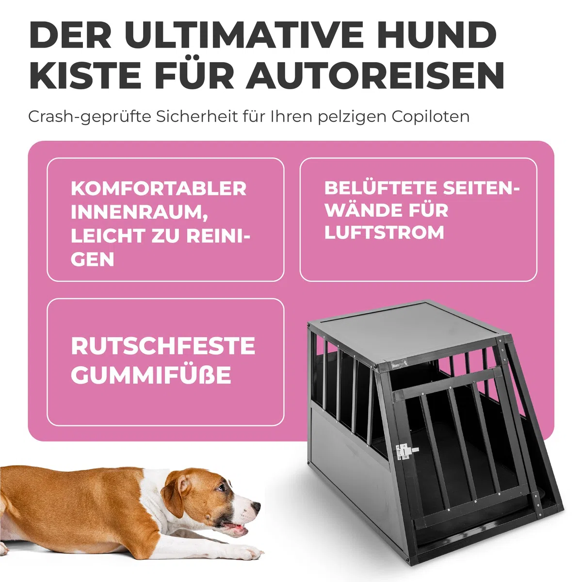 MaxxPet Hundebox Auto Faltbar - 1 Tür - Transportbox Katze & Hund - Hundetransportbox Auto - Hundetragetasche - Reise & Transport für Hunde - 54x69x50 cm