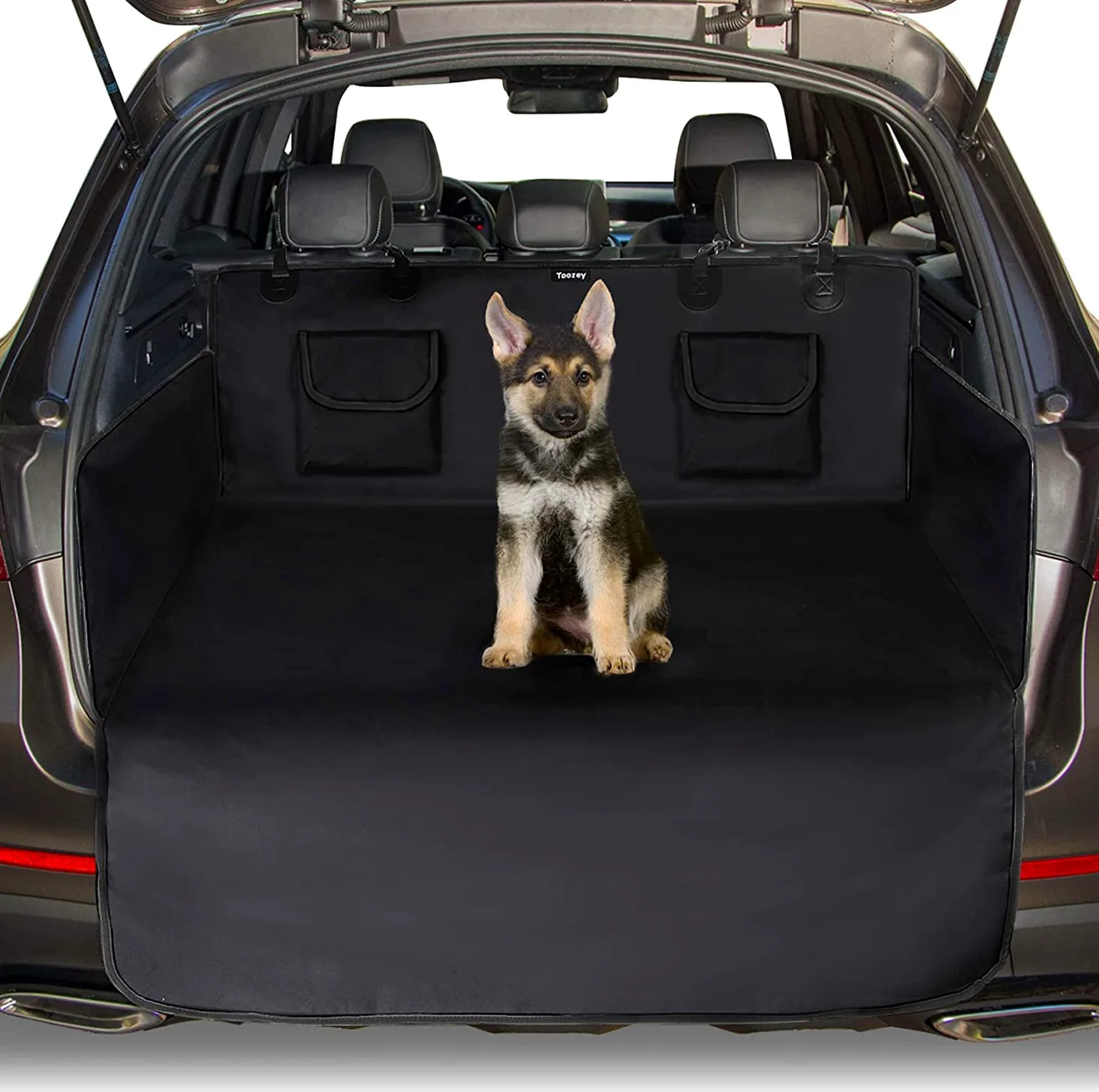 Kofferraumschutz Hund mit Seitenschutz & Stoßstangenschutz – Wasserdicht, reißfest & pflegeleicht, universale Kofferraum-Schutzmatte für Hunde, passend für SUV, Kombi & Kleinwagen – schwarze Kante