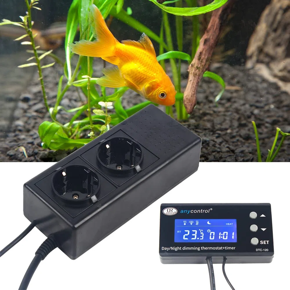 Digitaler Thermostat PID für Reptilien, Reptilien Thermostat Terrarium Tag Nacht mit Heizung oder Kühlung 0~50℃, mit Zeitschaltuhr, Temperaturregler mit LCD-Display mit Fühler