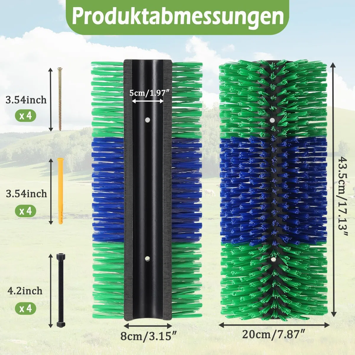 2 Pcs Kratzbürste Pferd, Halbrunde Pferde-Rückenkratzer, Pferdebürste, Kuhbürste, lindert Juckreiz & reinigt Mähne, Kratzbaumbürste für Pferd, Kuh, Schwein, Schafe, 43.5cm