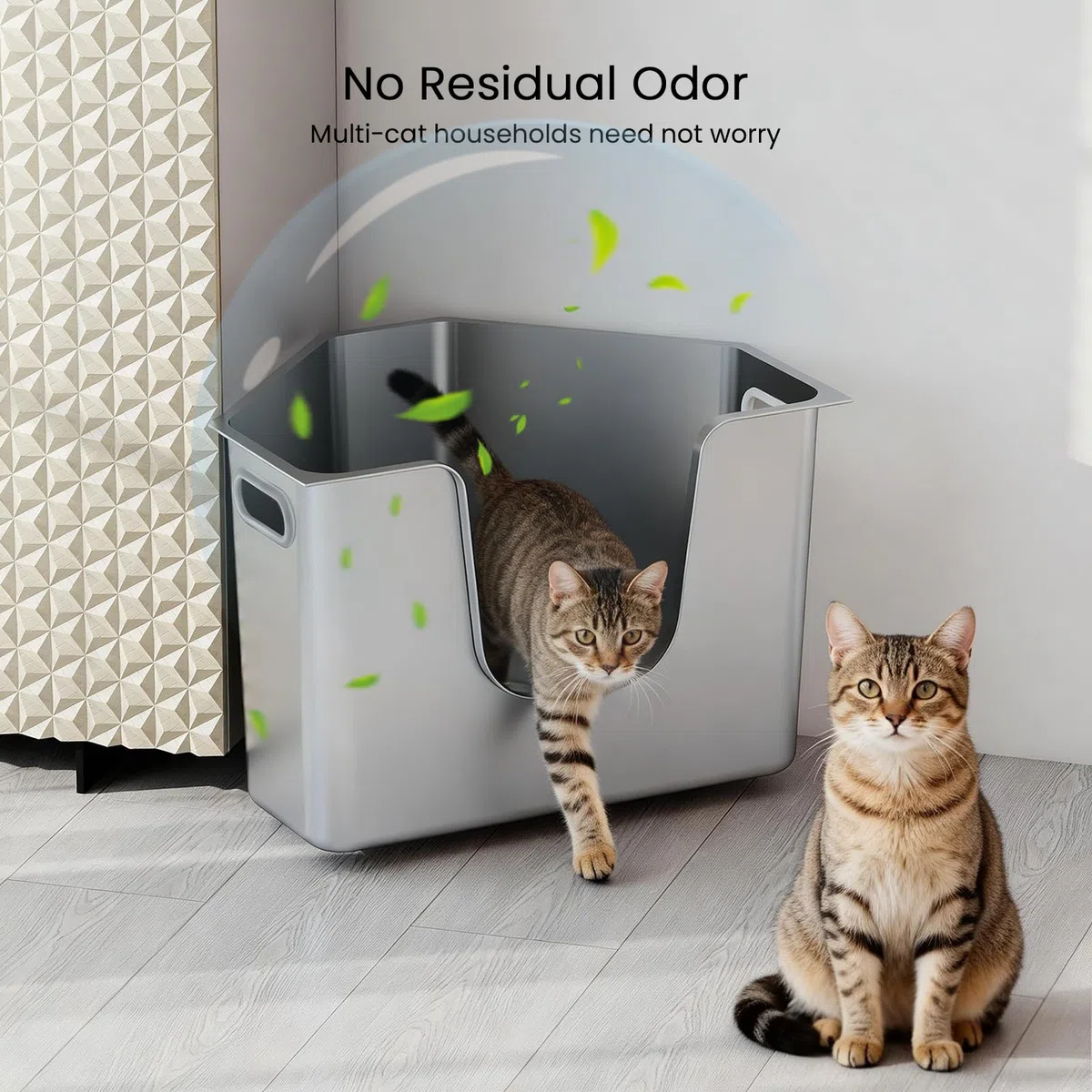 PTLOM Lebensmittelechtes Katzenklo Edelstahl Katzentoilette, Einteiliges Eck-Modell 30cm Hohe Seitenwände, Antihaftbeschichtet, Ohne Montage, Einfache Reinigung, Für Mehrkatzenhaushalte