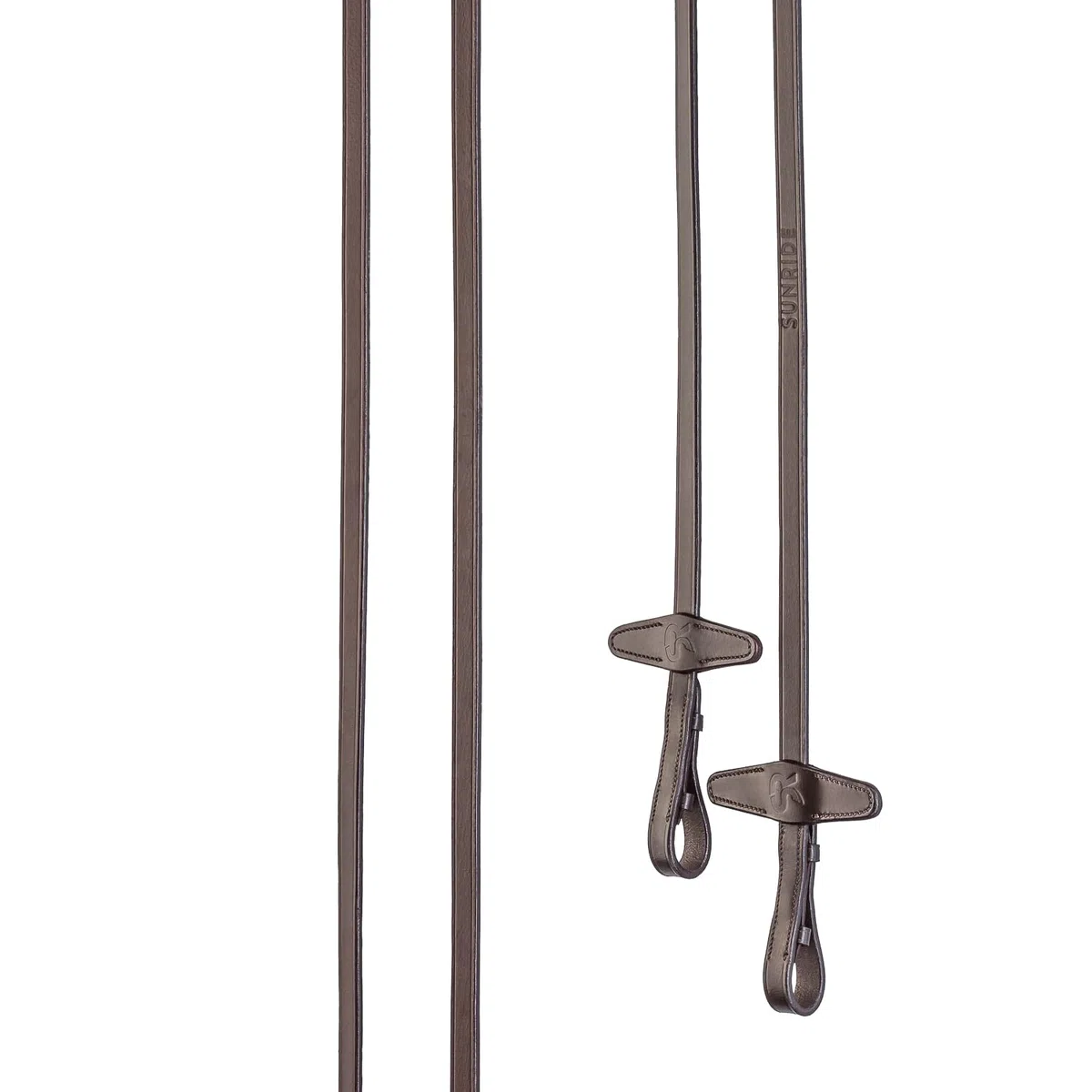 SUNRIDE teilbare Lederzügel ohne Stege für Pferde, aus weichem Echtleder (Full 280 cm, braun)