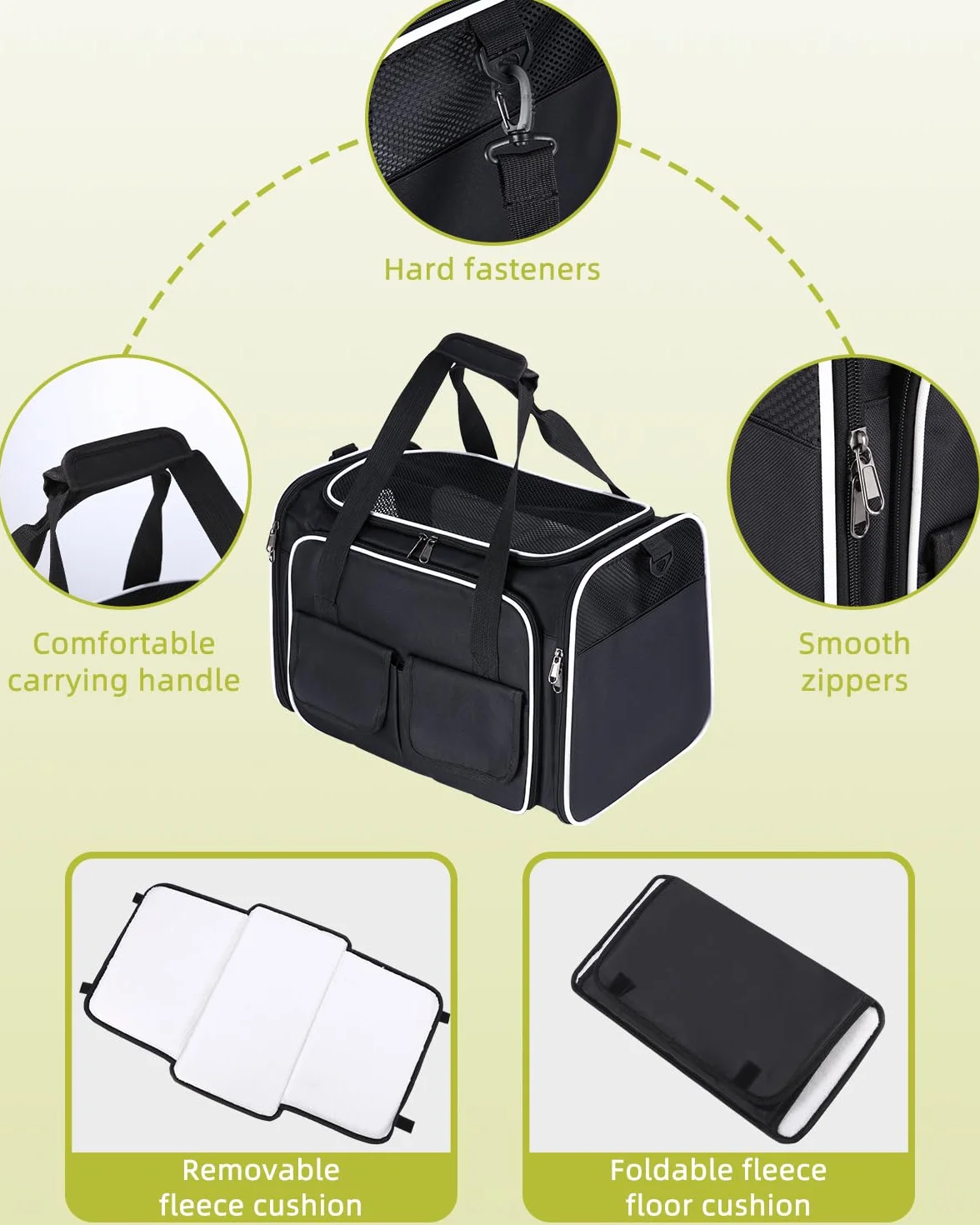 Transportbox Katzen, Katzentransporttasche, Faltbar, Katzentransportbox mit Abnehmbarem Plüschkissen Katzentasche, Tragetasche Katze, Cat Transport Box, Haustiertragetasche