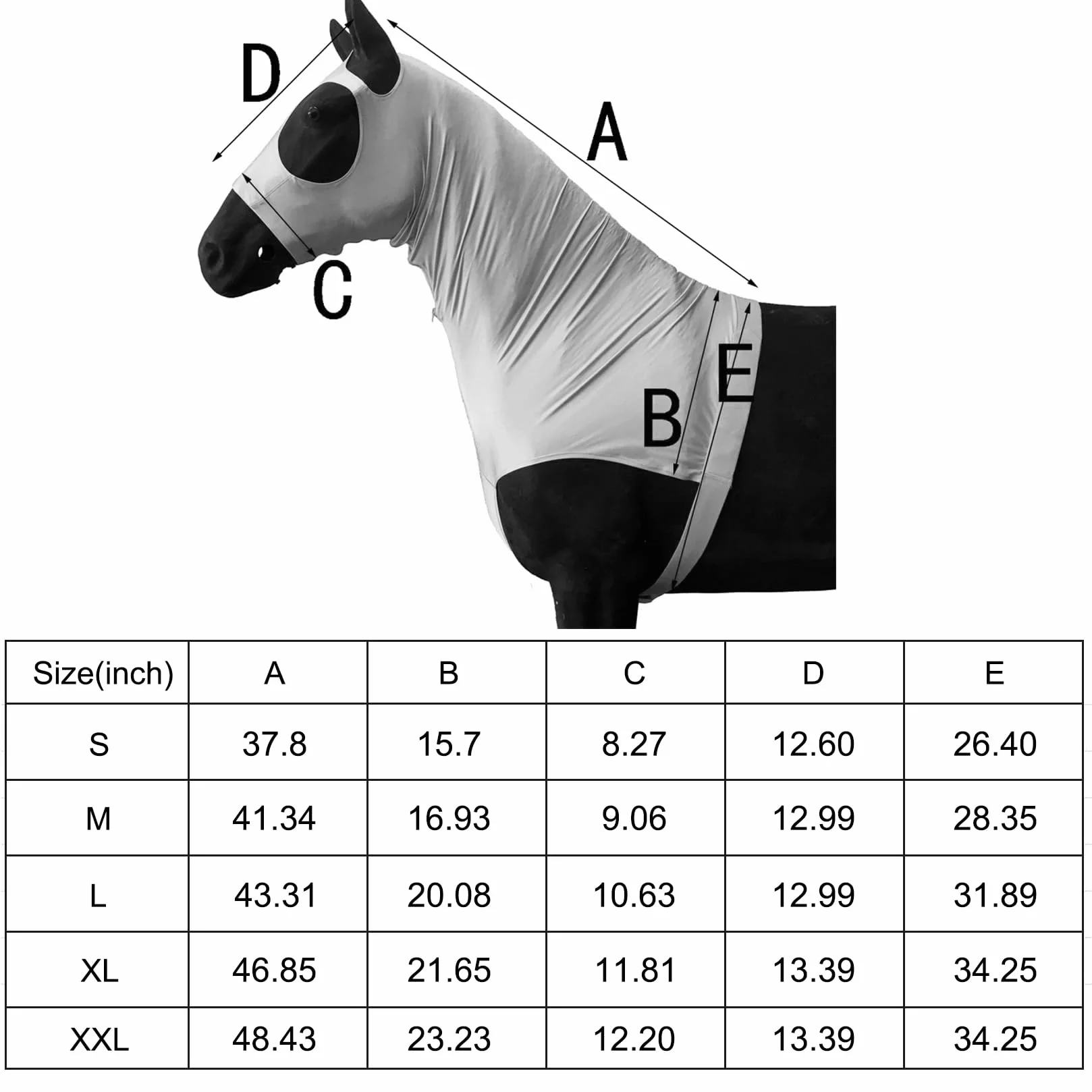 Leberna Lycra Stretch-Pferd Kapuze mit Reißverschluss - vollen Gesicht-Hals-Abdeckung XL Marine