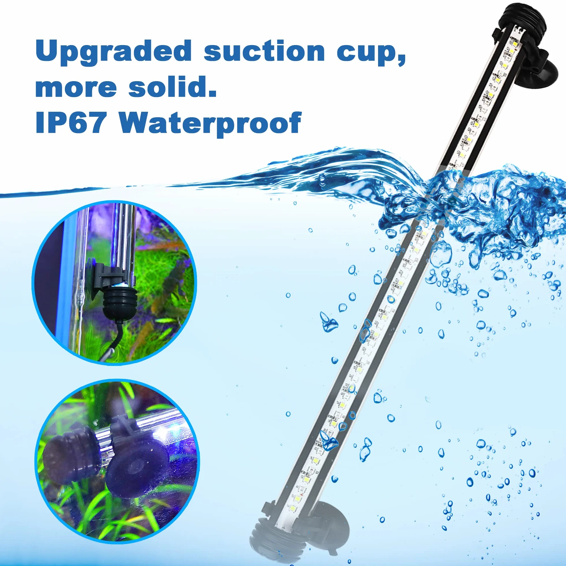 LED Aquarium Beleuchtung - Aquarien Lampe [RGB-Weiß Licht] mit eingebautem Timer, Dimmbar 10 Helligkeitsstufen IP67 Wasserdicht Light für Fisch Tank Pflanze, L-63C