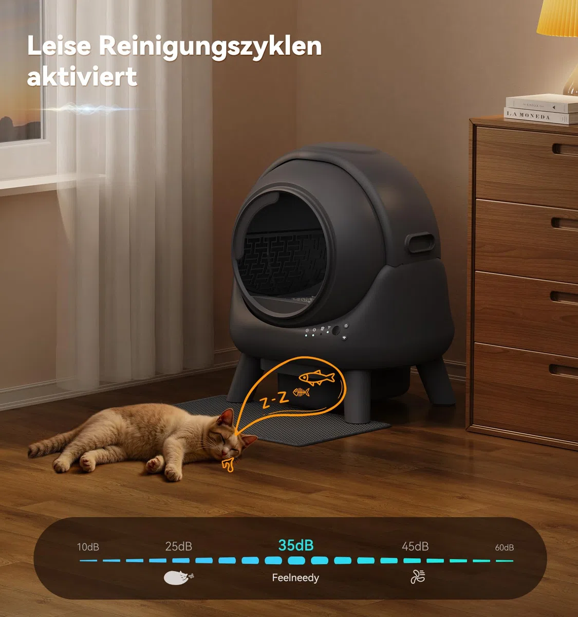 Katzenklo Selbstreinigend FEELNEEDY 65L Elektrische Automatische Katzentoilette, APP-gesteuert, Sicherheitssensoren, Geruchskontrolle, EIN gutes Hilfsmittel für Katzenbesitzer