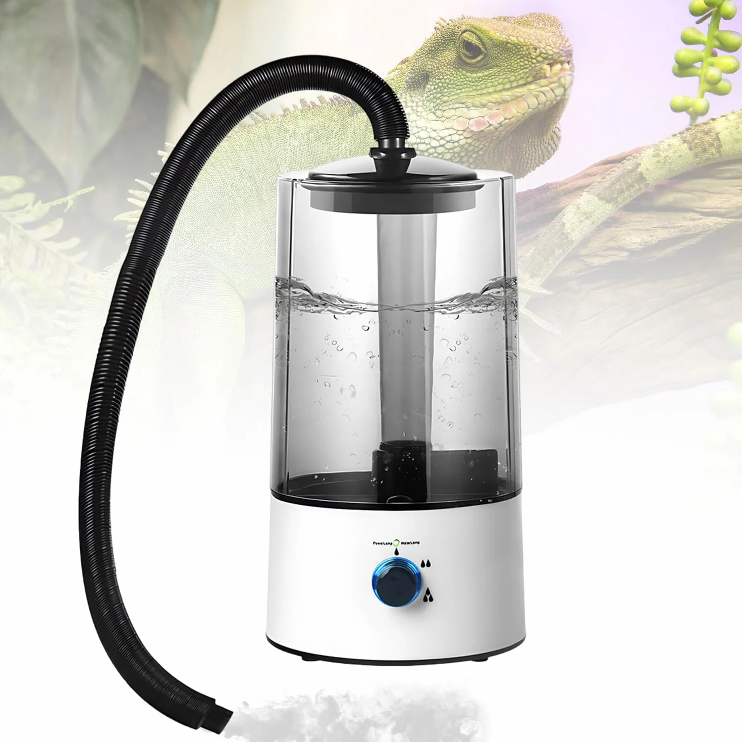 4L Reptilien-Luftbefeuchter, Große Reptilien-Tank-Terrarium-Nebelmaschine mit Ausziehbarem Rohr, Ultraleiser Zerstäuber High Volume Fogger für Reptilien, Amphibien, Nasspflanzen