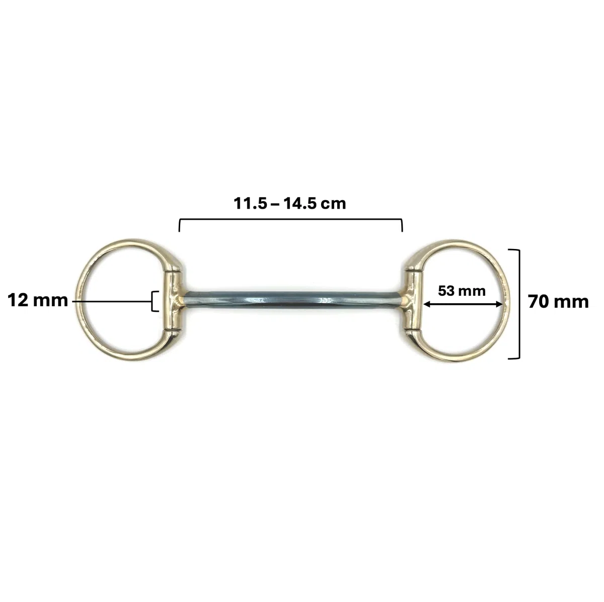 ES0019 Gebiss Olivenkopfstange Stangengebiss mit Sweet Iron aus Edelstahl Ringdurchmesser 70 mm Gebissstärke 12 mm (13.5 cm)