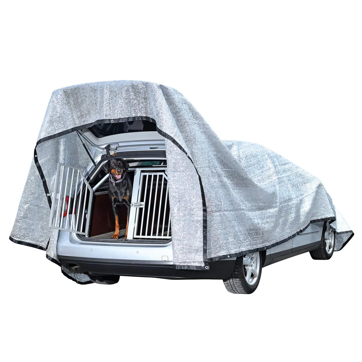 UV Schattennetz Auto Hund 3x4 m Aludecke mit Ösen Sonnenschutznetz reflektierende Schattenplane Camping 300x400 cm