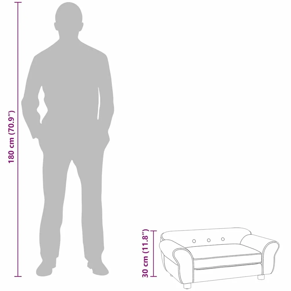 vidaXL Hundesofa Grau 72x45x30 cm Plüsch