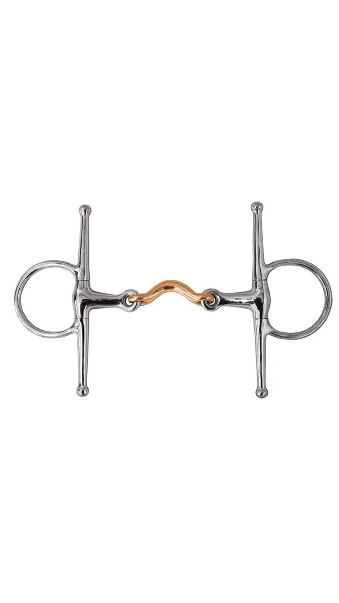 Gr Schenkeltrense, Knebeltrense, doppelt gebr. mit Kupfer, Kaltblut, 17,5 cm