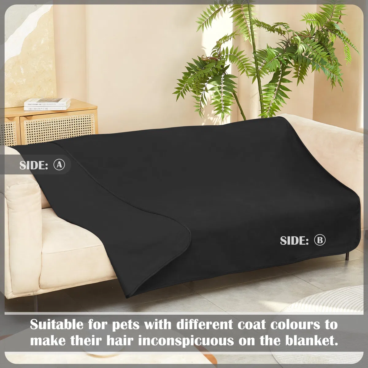 Catalonia Classy wasserdichte Decke für Bett, Decke Wasserdicht für Sofa, Hundedecke für Unterwegs Outdoor Indoor, Wärmedecke für Haustiere, Hundedecken Waschbar (XL 203x152cm, Schwarz/Schwarz)