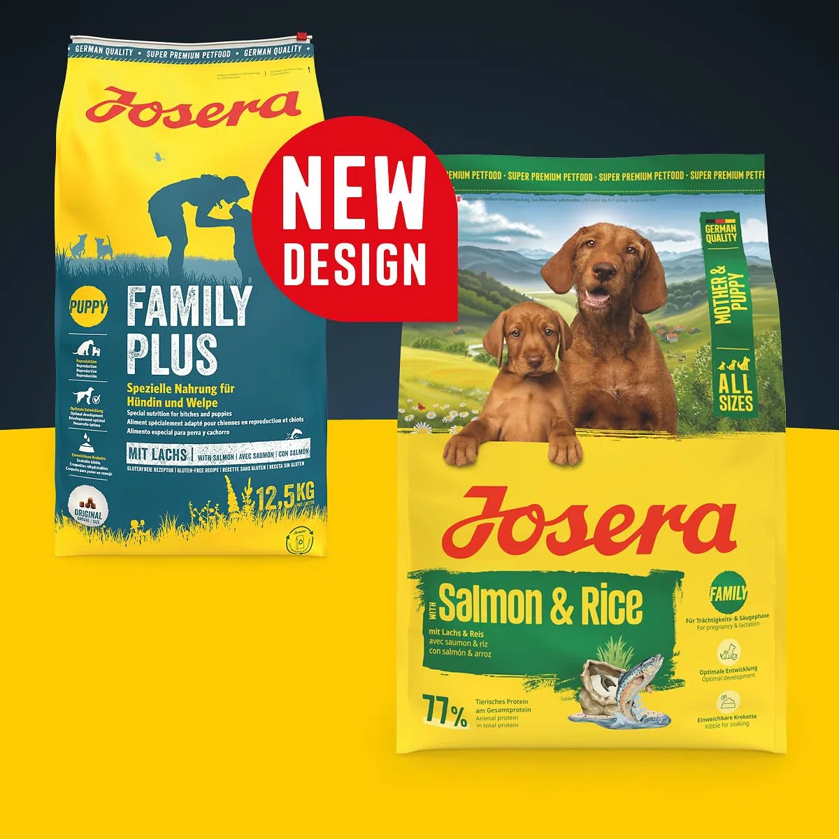 JOSERA Family Lachs & Reis (1 x 12,5 kg) | Mother & Puppy | Premium Trockenfutter für trächtige/säugende Hündinnen & Welpen | Optimale Versorgung mit Enegie & L-Carnitin | glutenfrei | 1er Pack