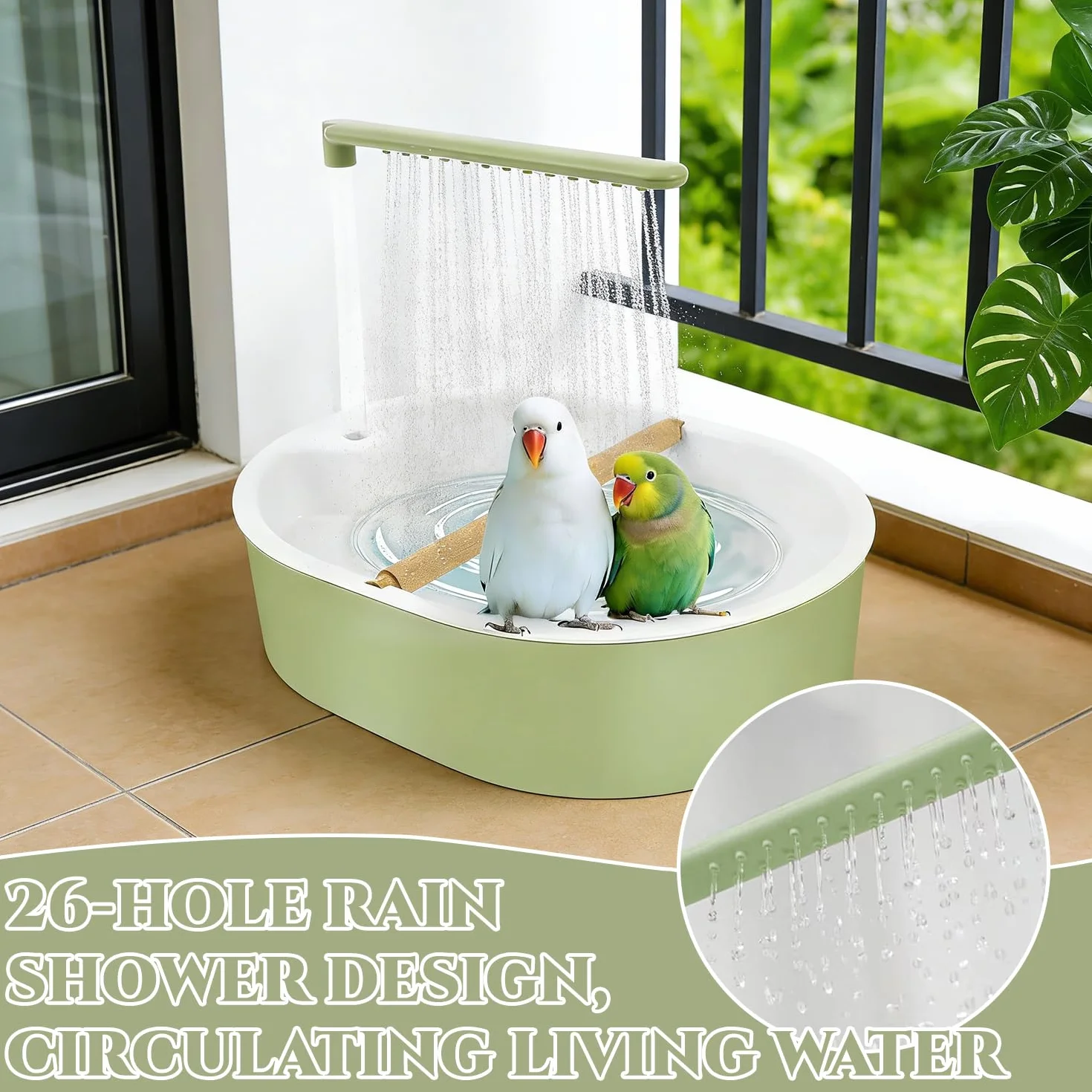 Vogeldusche Wellensittich, Wellensittich Dusche, Vogel Dusche mit Wasserfall & Zirkulationshahn, Automatische Vogelbad Dusche, Vogel Badehaus Badewanne, für Unzertrennliche, Wellensittiche