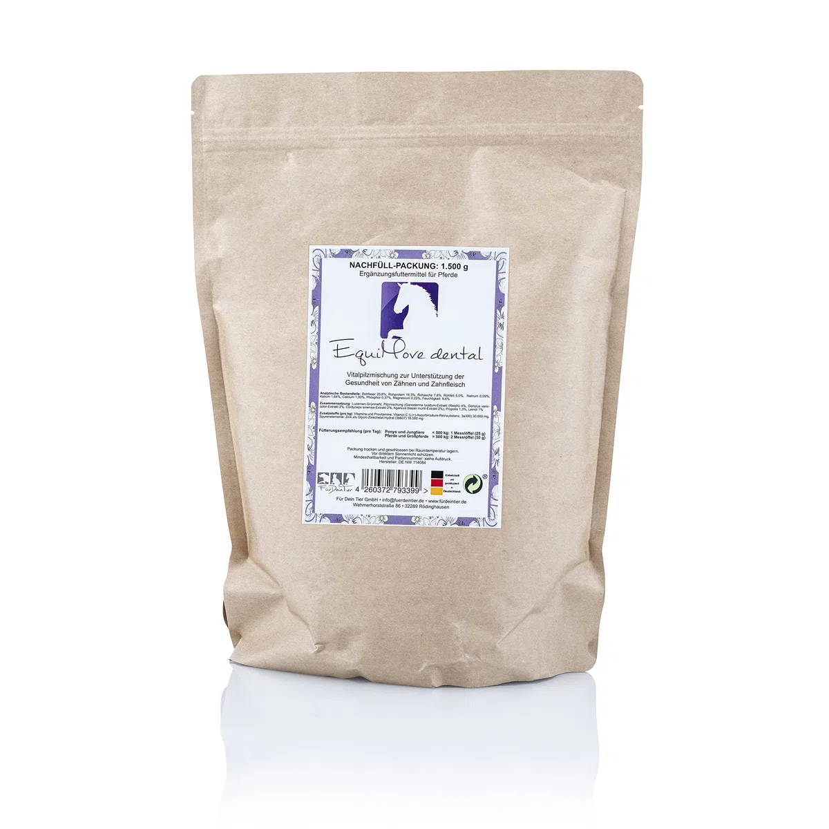 dental Nachfüllpack (1,5 kg) Vitalpilze, Propolis und Zink als Pellets, für Pferde (mit Problemen der Maulhöhle, EOTRH)