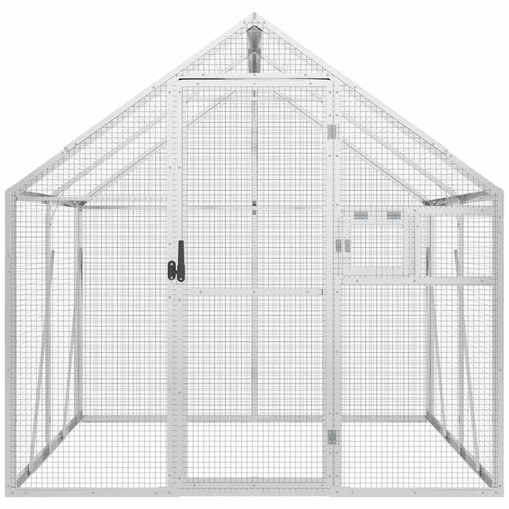 Voliere, Vogelvoliere mit Wire Mesh Grids, Vogelkäfig für Außenbereich, Vogelhaus Papageienkäfig Papageienvoliere,Silber,1.79 x 2 x 1.85 m