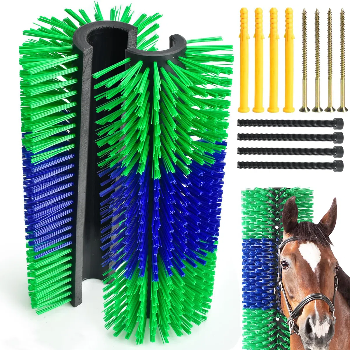 2 Pcs Kratzbürste Pferd, Halbrunde Pferde-Rückenkratzer, Pferdebürste, Kuhbürste, lindert Juckreiz & reinigt Mähne, Kratzbaumbürste für Pferd, Kuh, Schwein, Schafe, 43.5cm