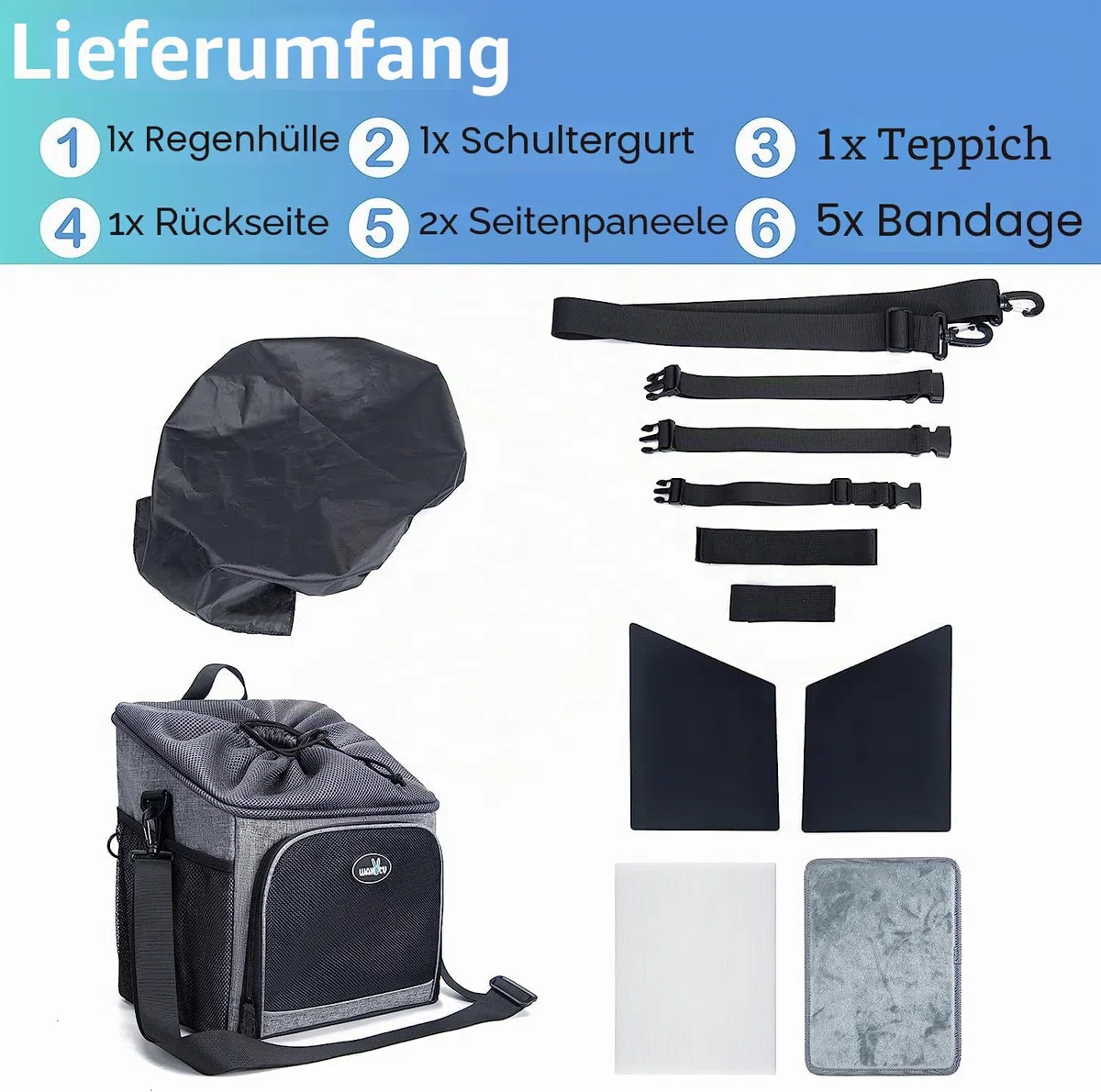 Wakytu Hunde Fahrradkorb Transporteur, Pet Bicycle Carrier Backpack für Fahrradtouren, reflektierende Streifen, Zwei Seitentaschen, Fahrrad Transportbox für Hundereisen mit kleinen Hunden
