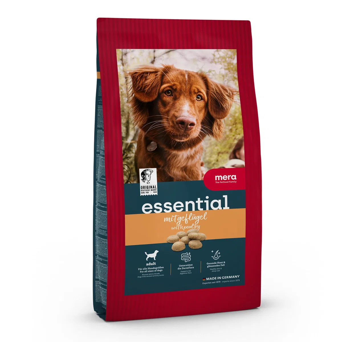 mera Essential Geflügel Hundefutter für ausgewachsene normal aktive Hunde, Trockenfutter 12,5kg