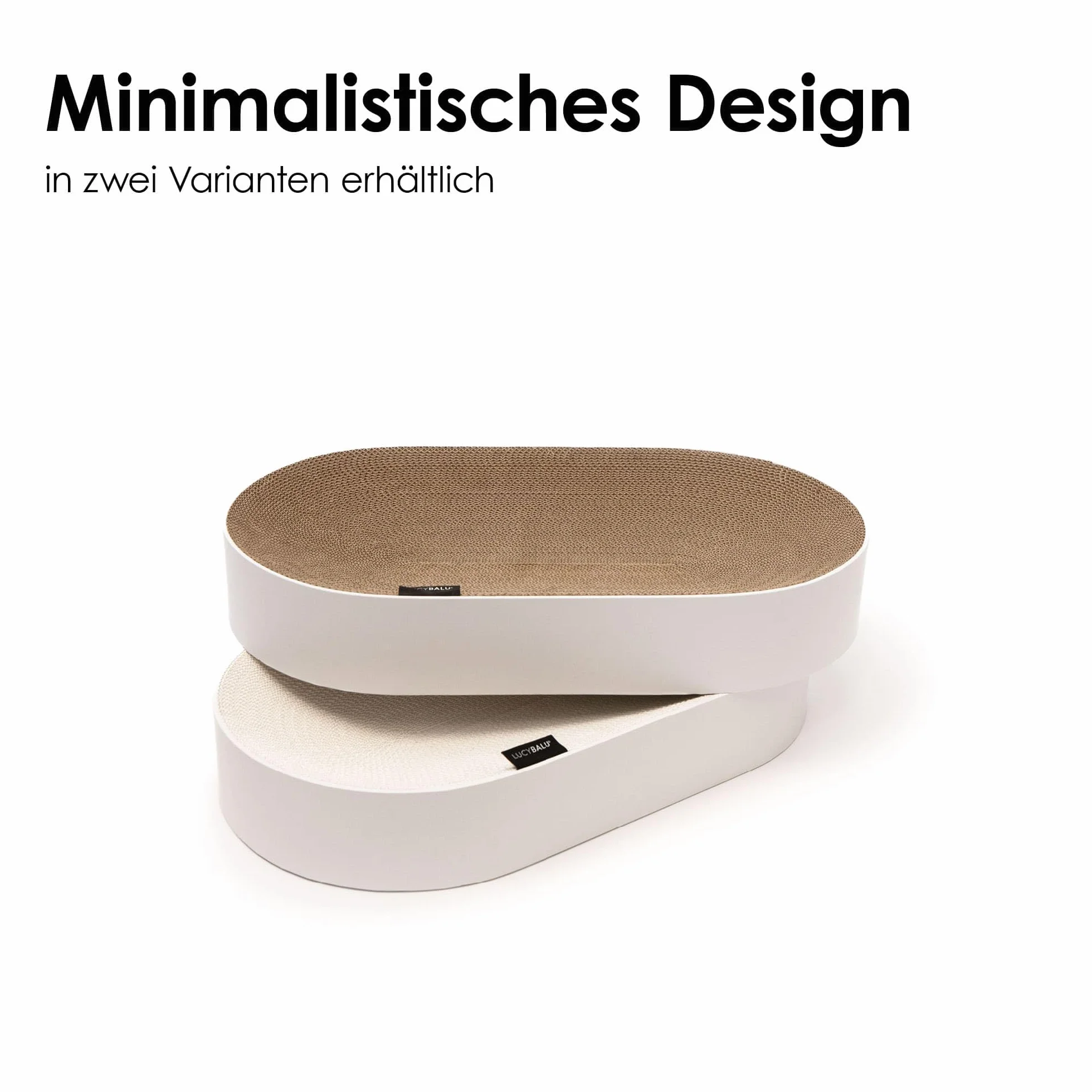 LucyBalu® SCRATCHBED Kratzbett für Katzen aus Pappe | Kartonbett | XXL-Kratzbrett oval rund | Kratzpappe | Kratzmöbel | Kratzkarton | Kratzspielzeug | Natur