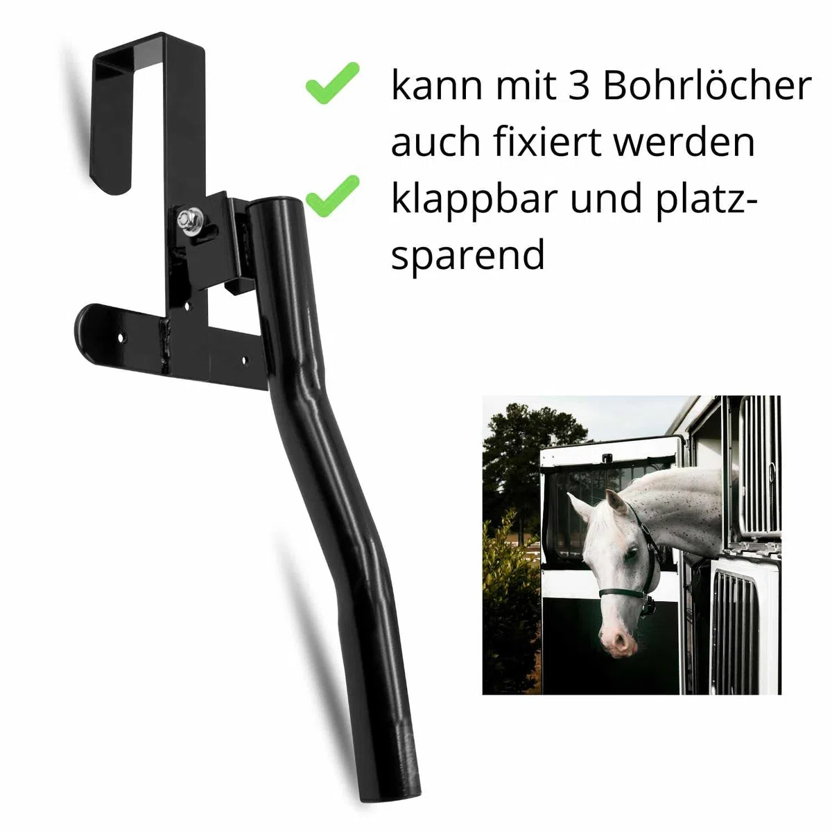 AMKA Sattelhalter klappbar zum Einhängen, für Stallgasse, Pferdebox...
