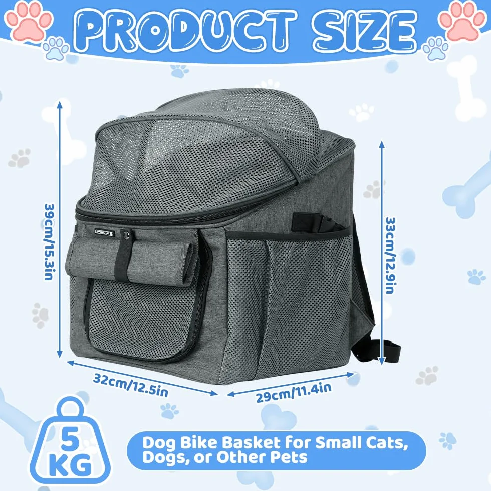 Hundefahrradkorb Vorne bis zu 5 kg, NAVESO 2 in 1 Fahrradkorb Vorne mit Lenker Adapter, Faltbarer Netzgewebe Fahrradkorb Hund für Kleine und mittelgroße Haustiere, 32,8 x 29 x 38,9 cm