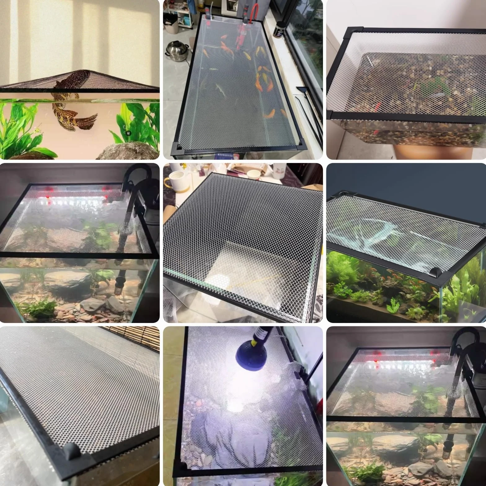 PEYNIR Aquarium Deckel Magnetische Aquarienabdeckung Größenverstellbar Rechteck Terrarium-Abdeckungen Aquarium-Abdeckung DIY-Sprungschutznetz Aquariendeckel(L11.8xW11.8in/30x30cm)
