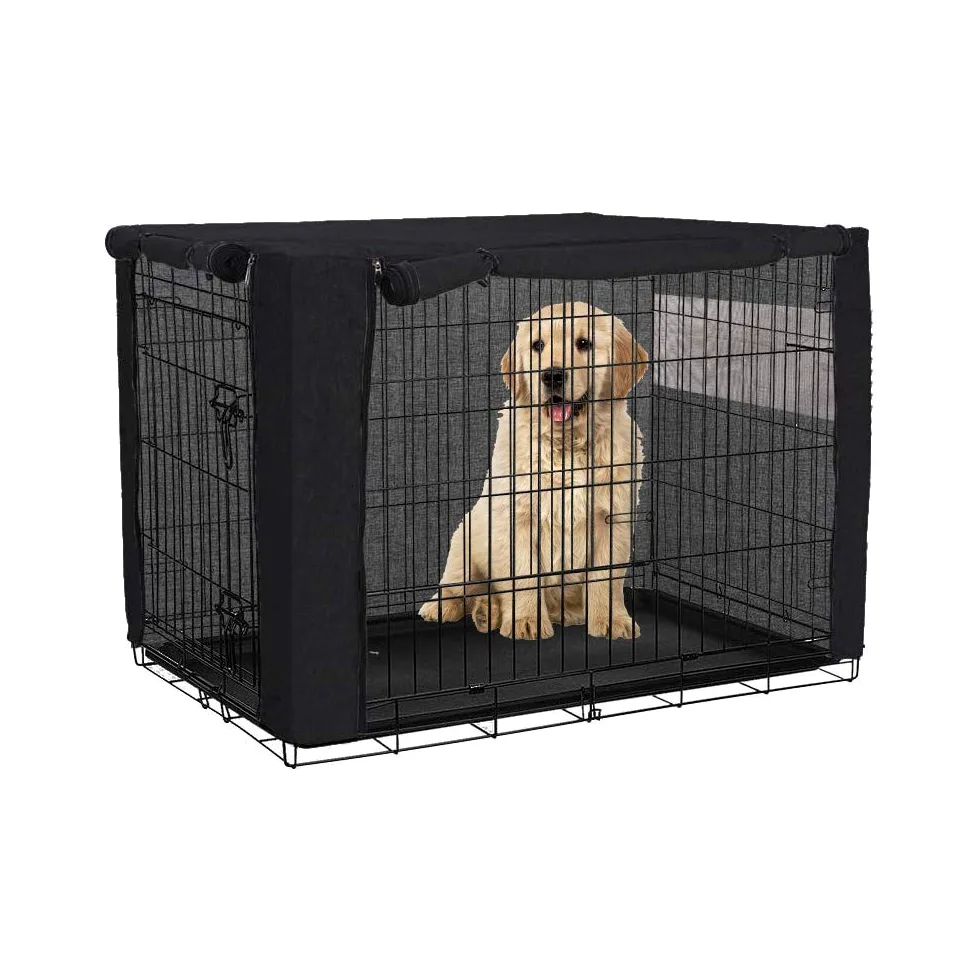 Hundekäfig-Abdeckung für Drahtkäfige, strapazierfähiges Polyester, Winddicht (Nur Abdeckung, 124,5 x 78,7 x 81,3 cm)