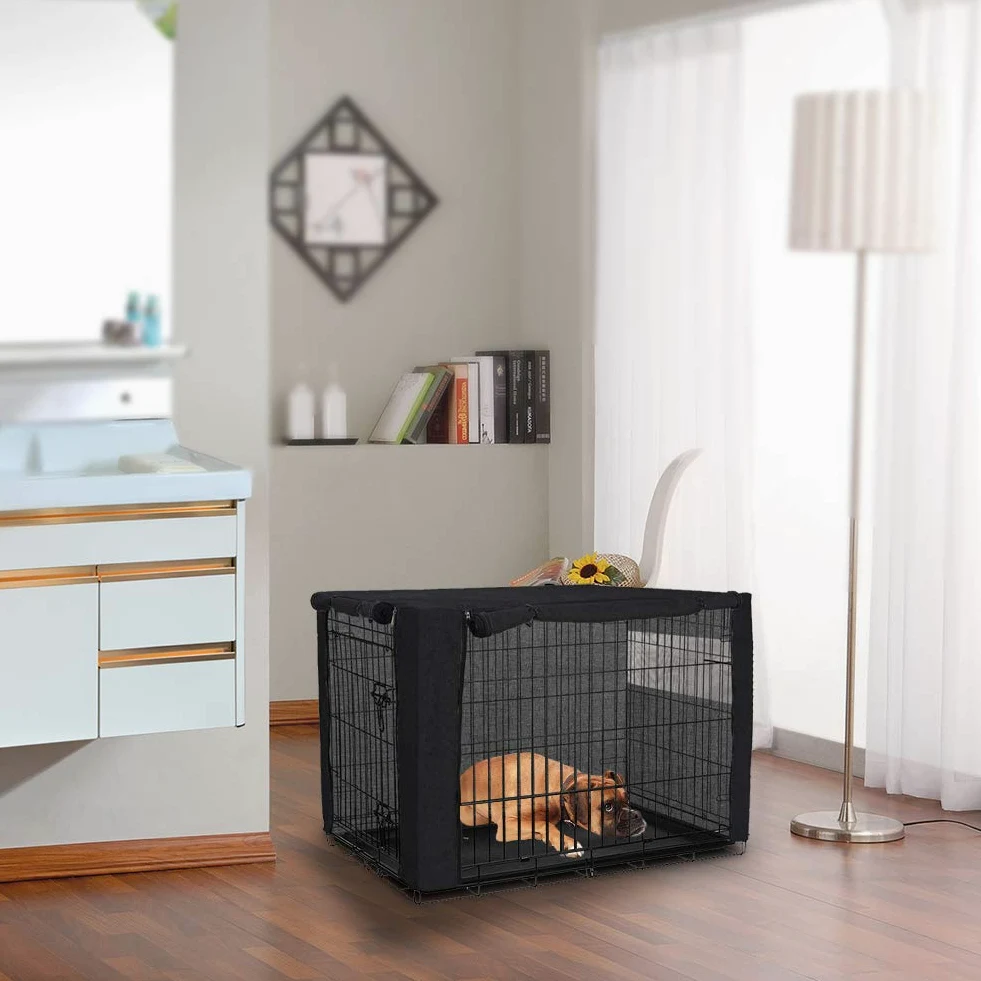 Hundekäfig-Abdeckung für Drahtkäfige, strapazierfähiges Polyester, Winddicht (Nur Abdeckung, 124,5 x 78,7 x 81,3 cm)