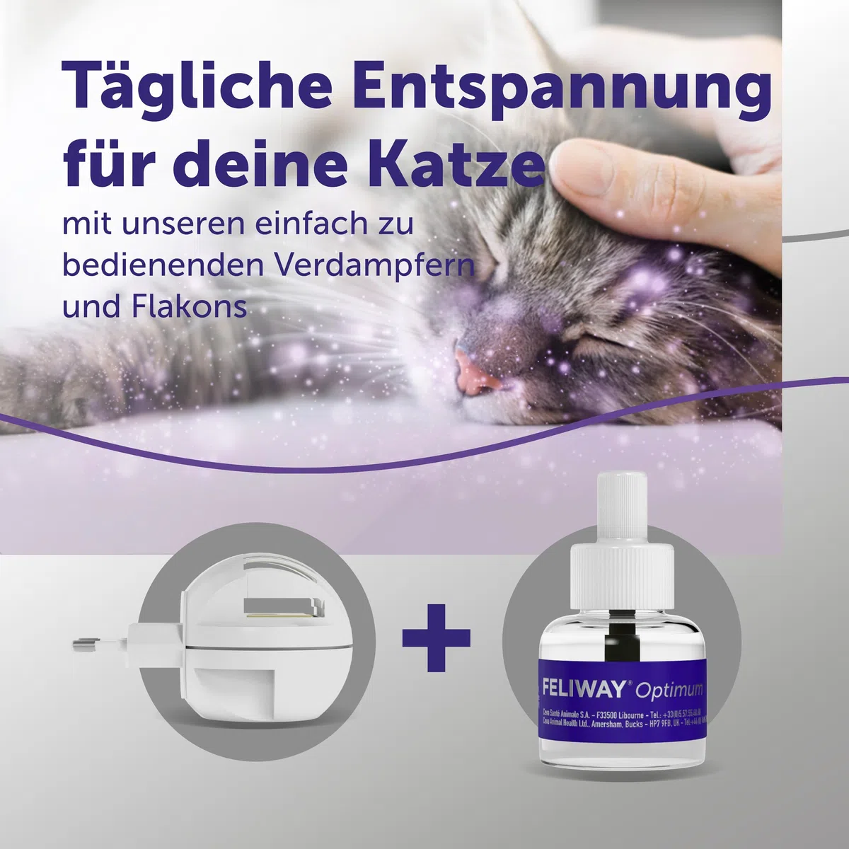 FELIWAY Optimum Start-Set | Pheromone für Katzen | Verdampfer für die Steckdose + 48ml Flakon | Diffuser gegen Stress, für mehr Harmonie | 30 Tage Wirkung | von Tierärzten empfohlen, klinisch getestet