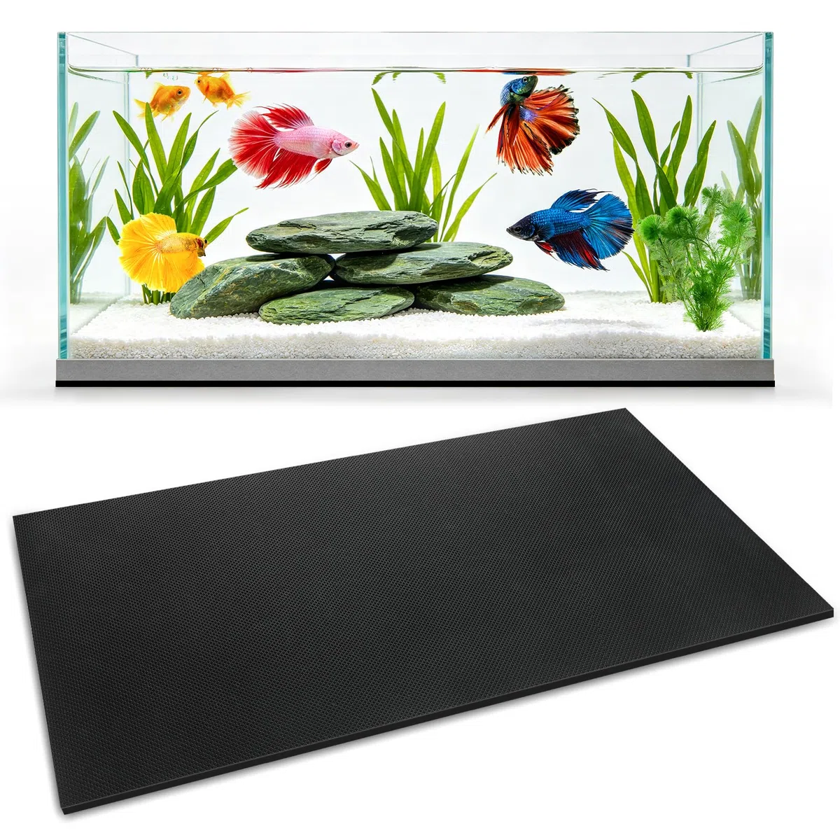 Draupnir Universal Aquariummatte,Schwarz 120x60 cm,5 MM,rutschfeste Aquarium Unterlage,rutschfeste Wärmedämmend Und Zuschneidbar