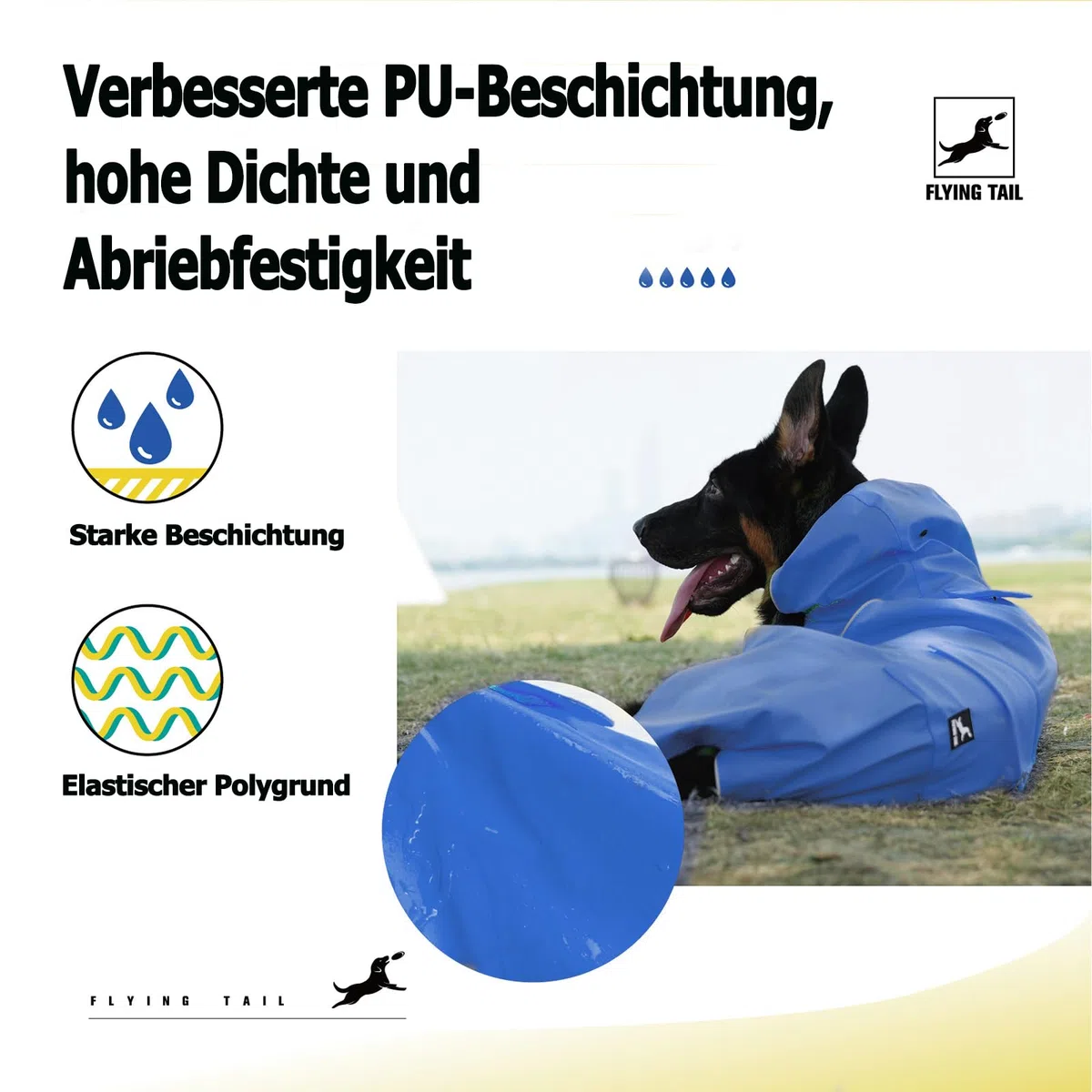Nicht Steif, Super Weiche Haptik Hunde-Regenmantel, Reflektierend, Verstellbar, Einfach zu Tragen, Leinenloch für S - XXXXXL Hunde (Blau, XXXXXL)
