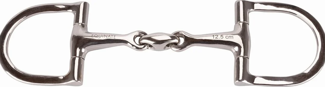 Equinate D-Ring Trense Edelstahl 16mm doppelt gebrochen 14,5cm - Anatomisch geformtes maulfreundliches Gebiss mit sanfter Einwirkung - Lasergravierte Größenangabe