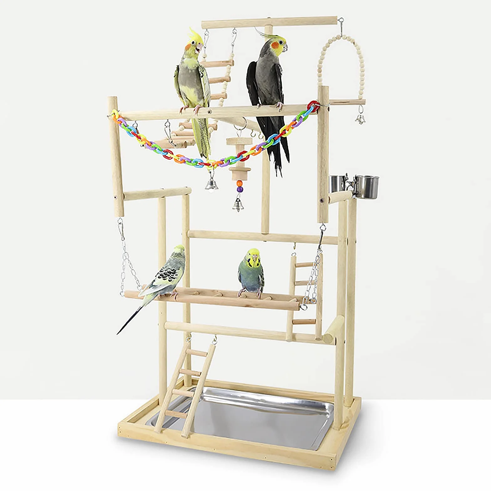 Parrot Playstand, Bird Playground, Papagei Vogel Spielplatz, Papageien Vogelständer Vogelspielplatz für Vogelkäfige, für Wellensittich Nymphensittich(48 * 33.5 * 94.5CM)