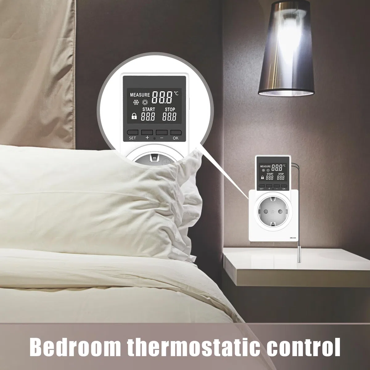 Thermostat Steckdose Digital Zeitschaltuhr Heizung Kühlung 2m Kabel Wasserdicht LCD Sonde für Gewächshaus Aquarium